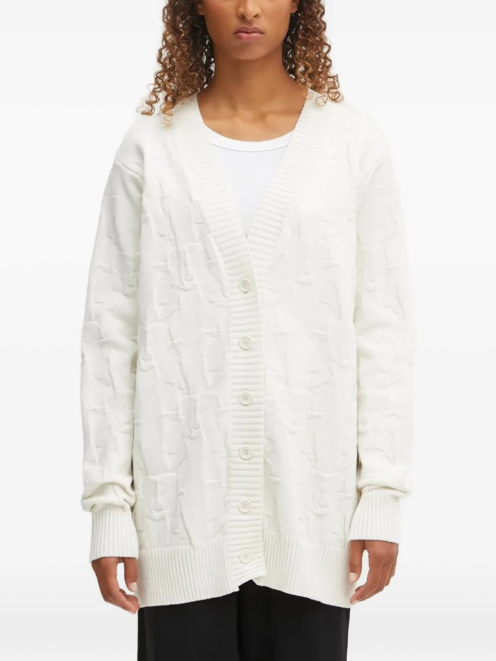 buttoned textured cardigan - 1
