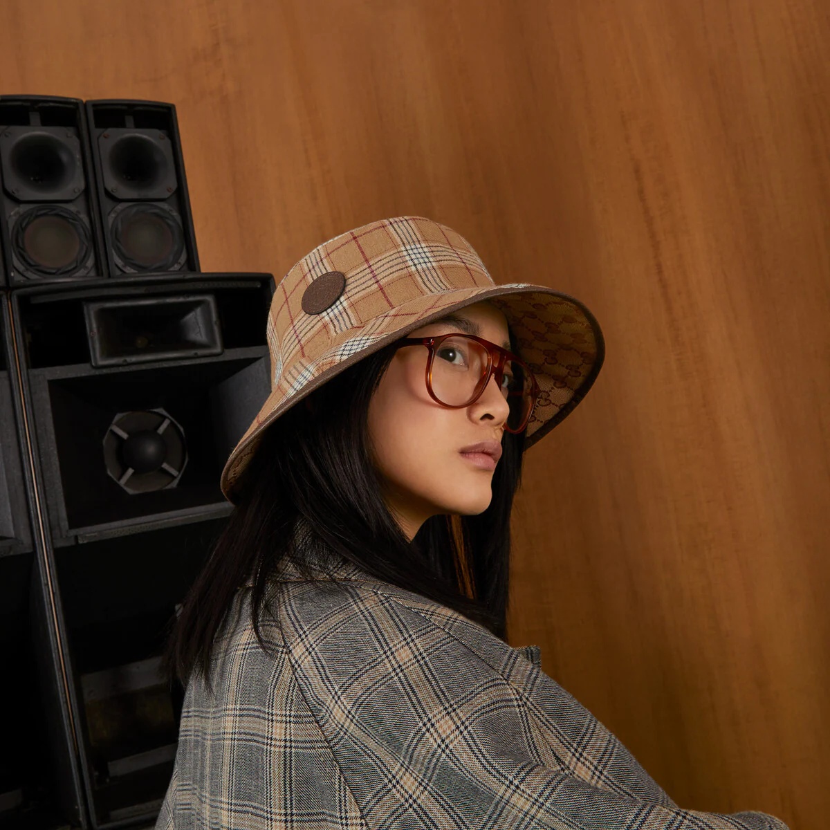 Reversible GG check bucket hat - 6
