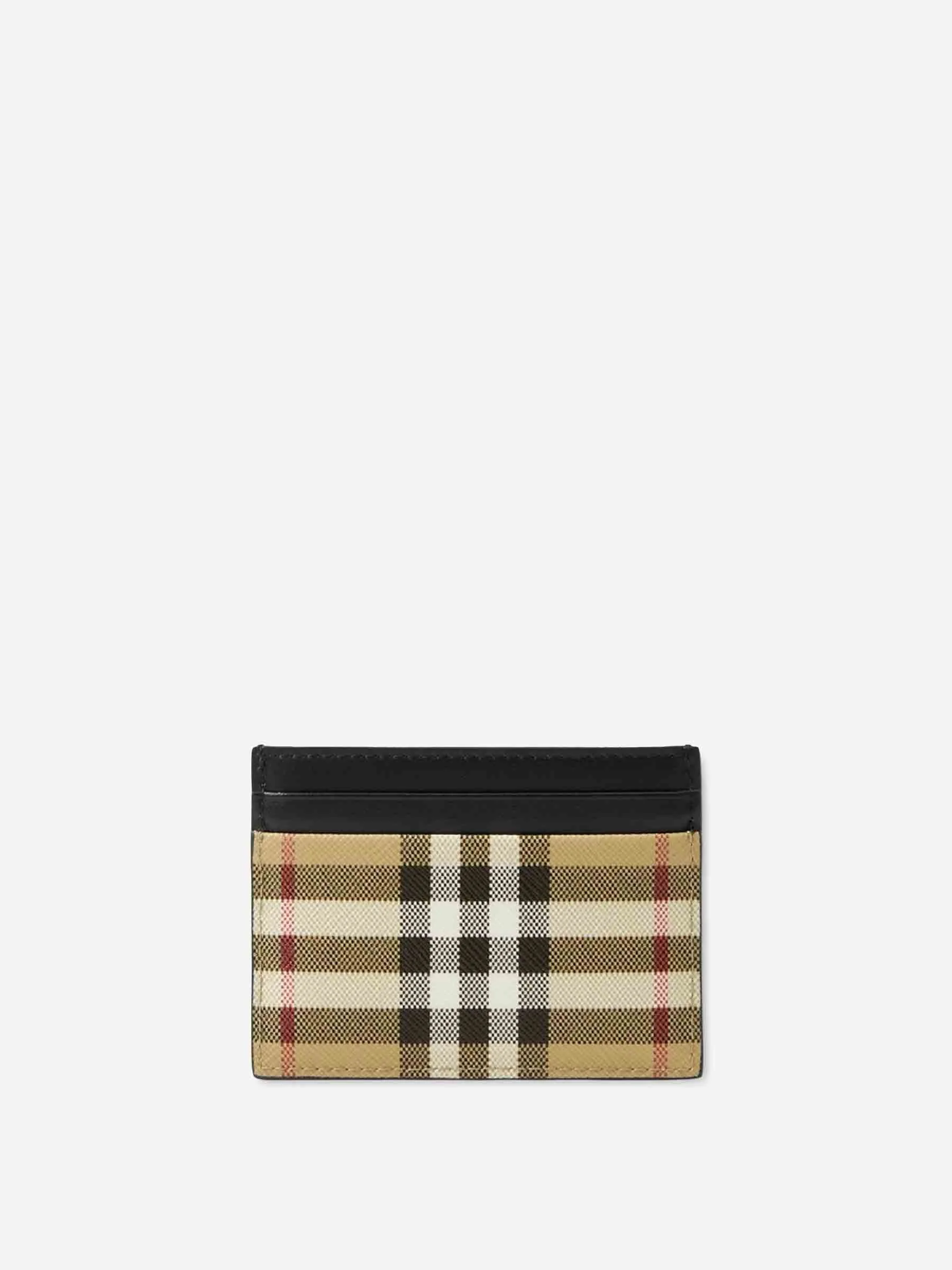 CHECK LEATHER CARD HOLDER - 1