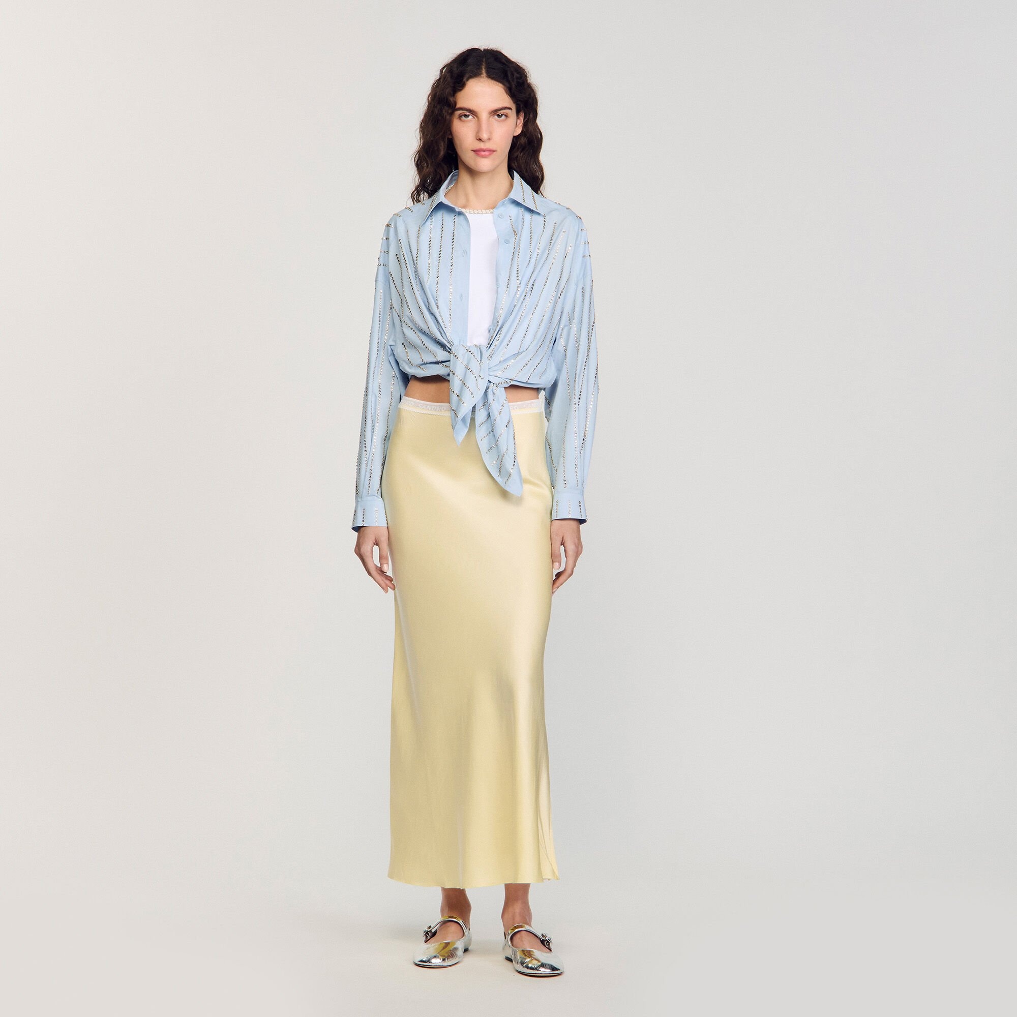 MAXI SATIN-EFFECT SKIRT - 1