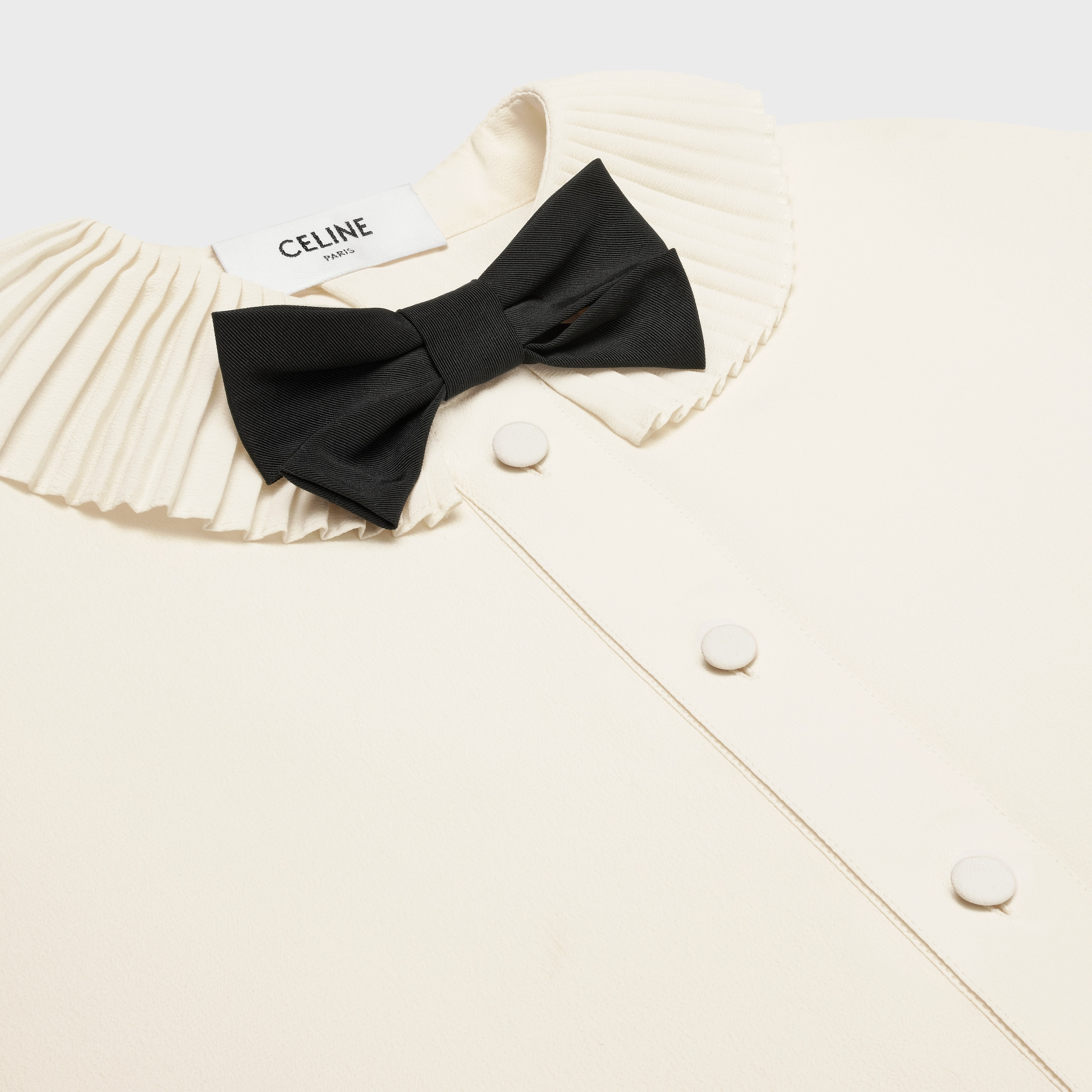 mia shirt with bow in silk crêpe and acetate - 3