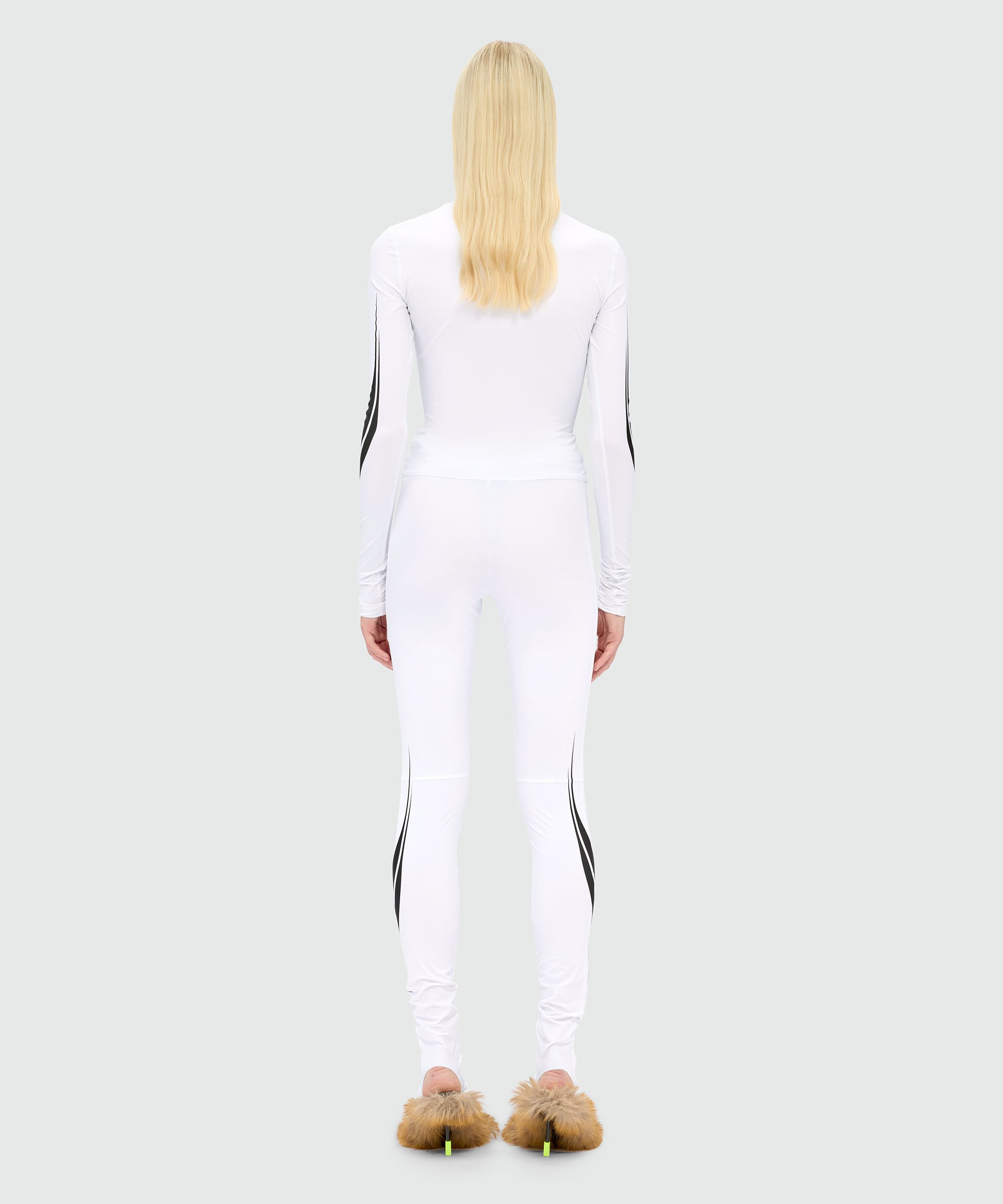 White Lycra leggings with MSGM Race print - 3