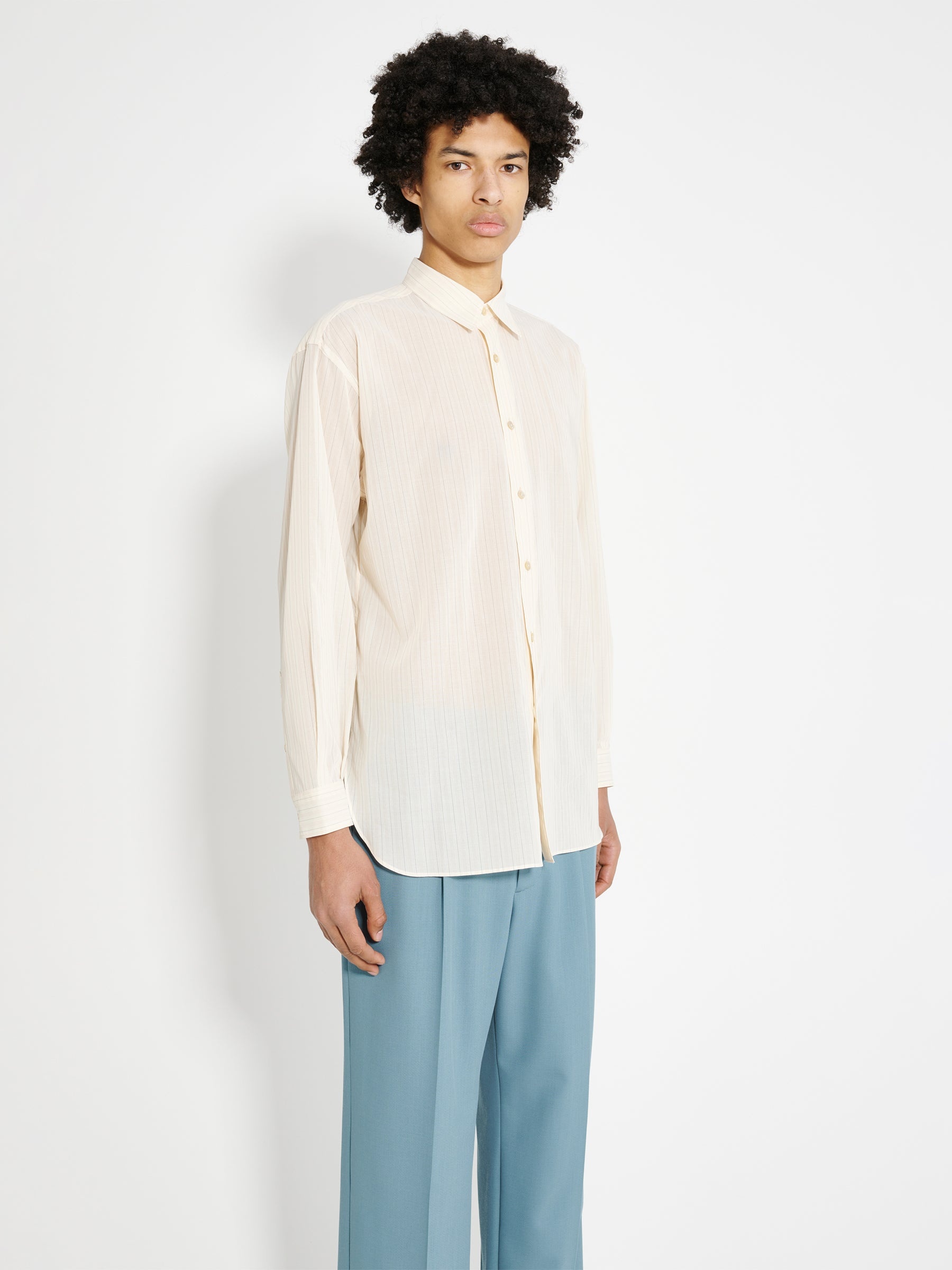 AURALEE AURALEE HARD TWIST FINX ORGANDY STRIPE SHIRT LIGHT
