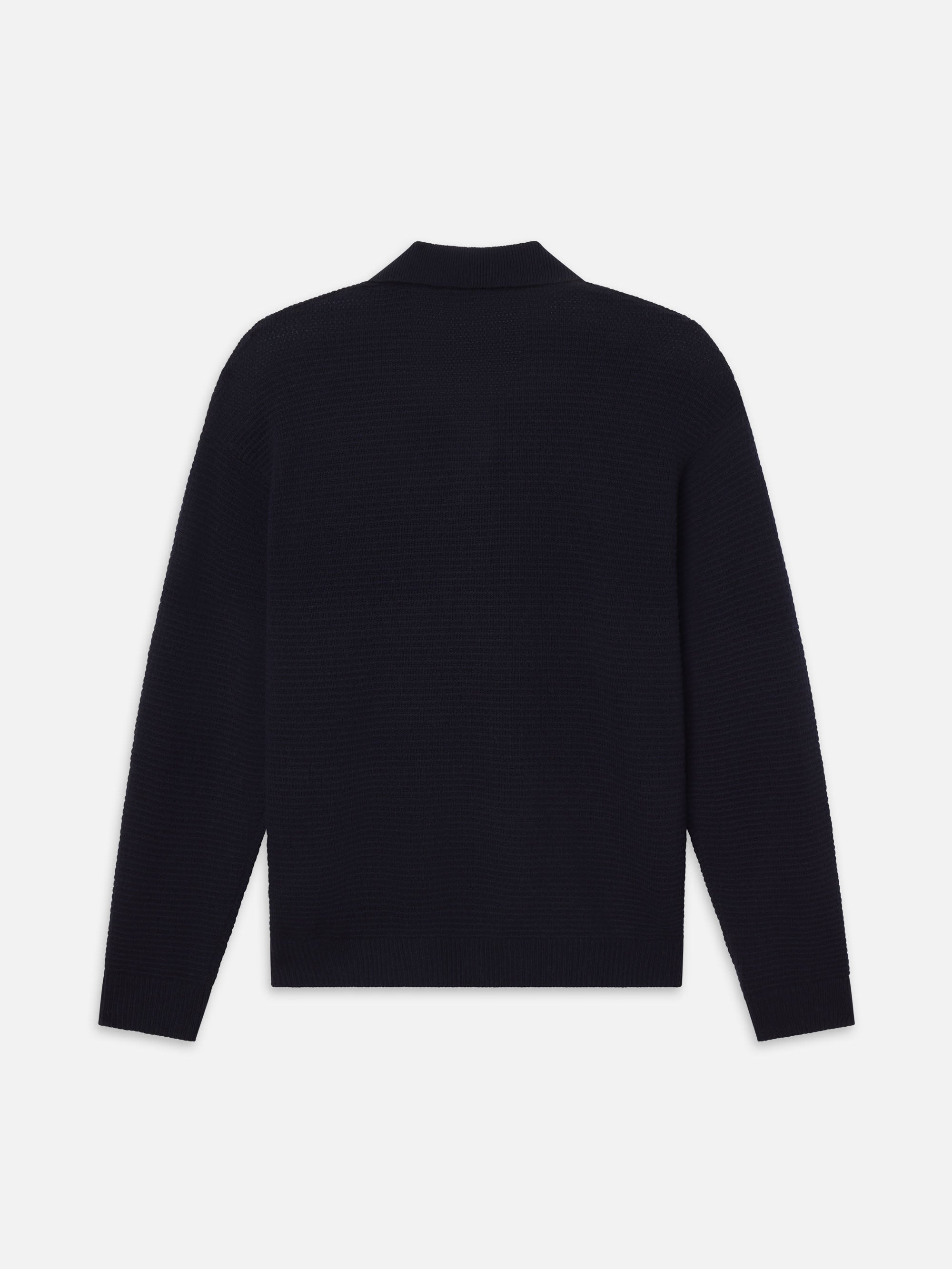 Textured Wool Cashmere Sweater in Dark Navy - 3