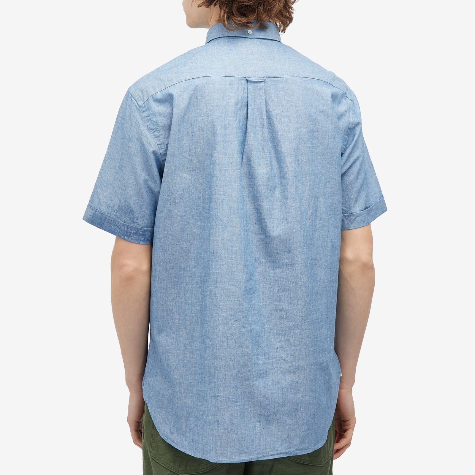 Beams Plus Button Down Popover Short Sleeve Chambray Shirt - 3