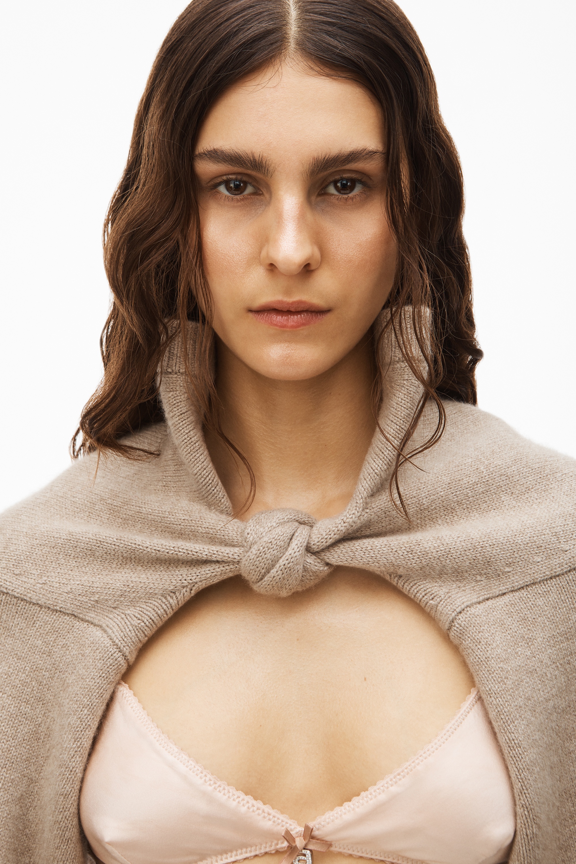 FRONT KNOT SHRUG IN CASHMERE WOOL - 3