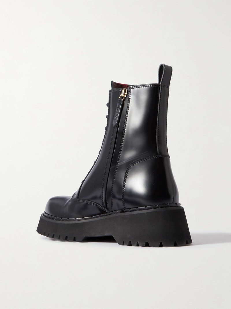 Thea webbing-trimmed glossed-leather ankle boots 3