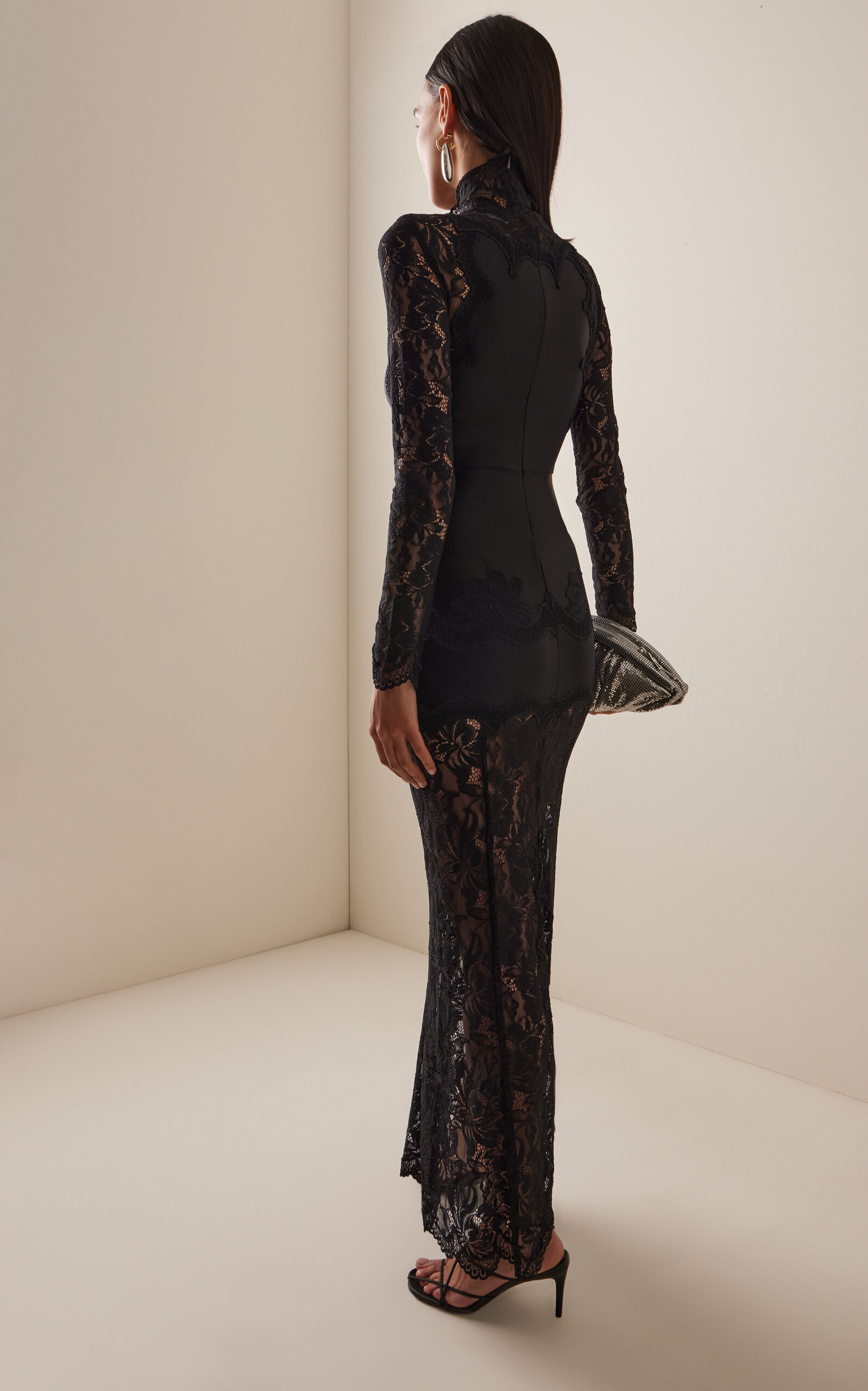 Lace Jersey Maxi Dress black - 4