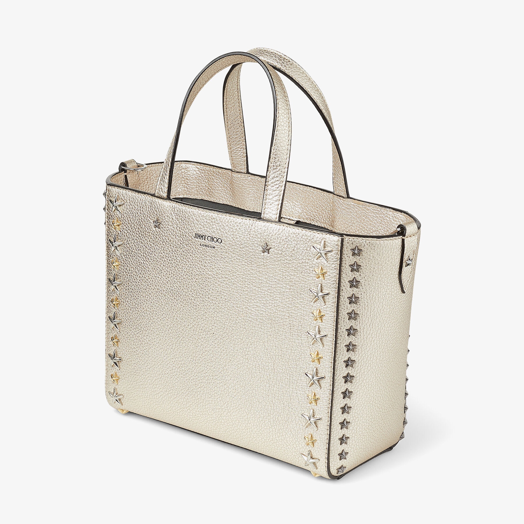 Pegasi/s Tote
Light Gold Metallic Soft Grainy Calf Small Tote Bag with Stars Mix - 5