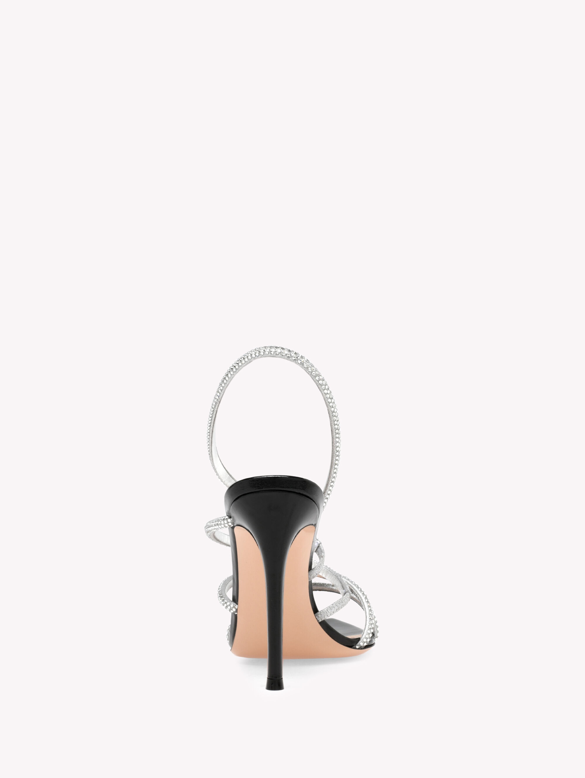 【Gianvito Rossi】ジャンヴィト・ロッシ／CRYSTAL ETTIE Crystal Ettie leather sandals in silver - Gianvito Rossi
