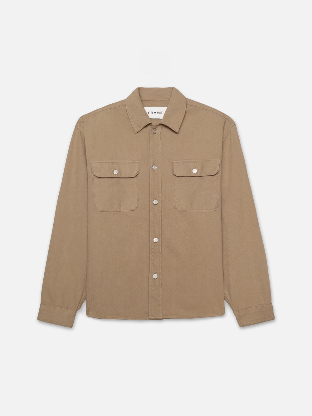 Textured Terry Overshirt in Dark Beige - 1