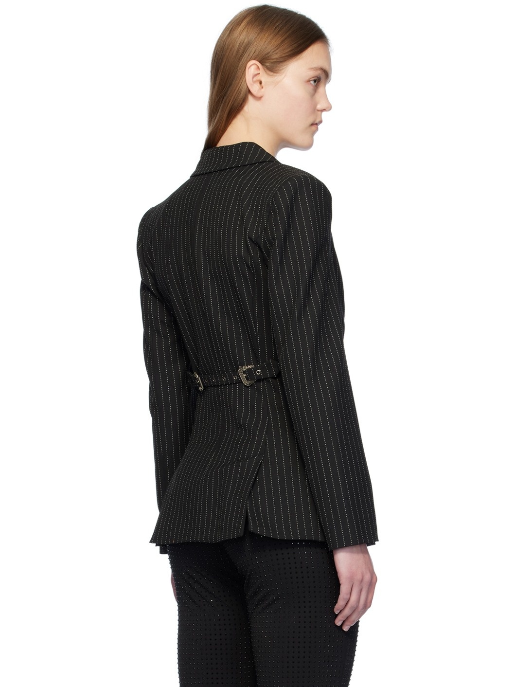 Black Pinstripe Blazer - 3