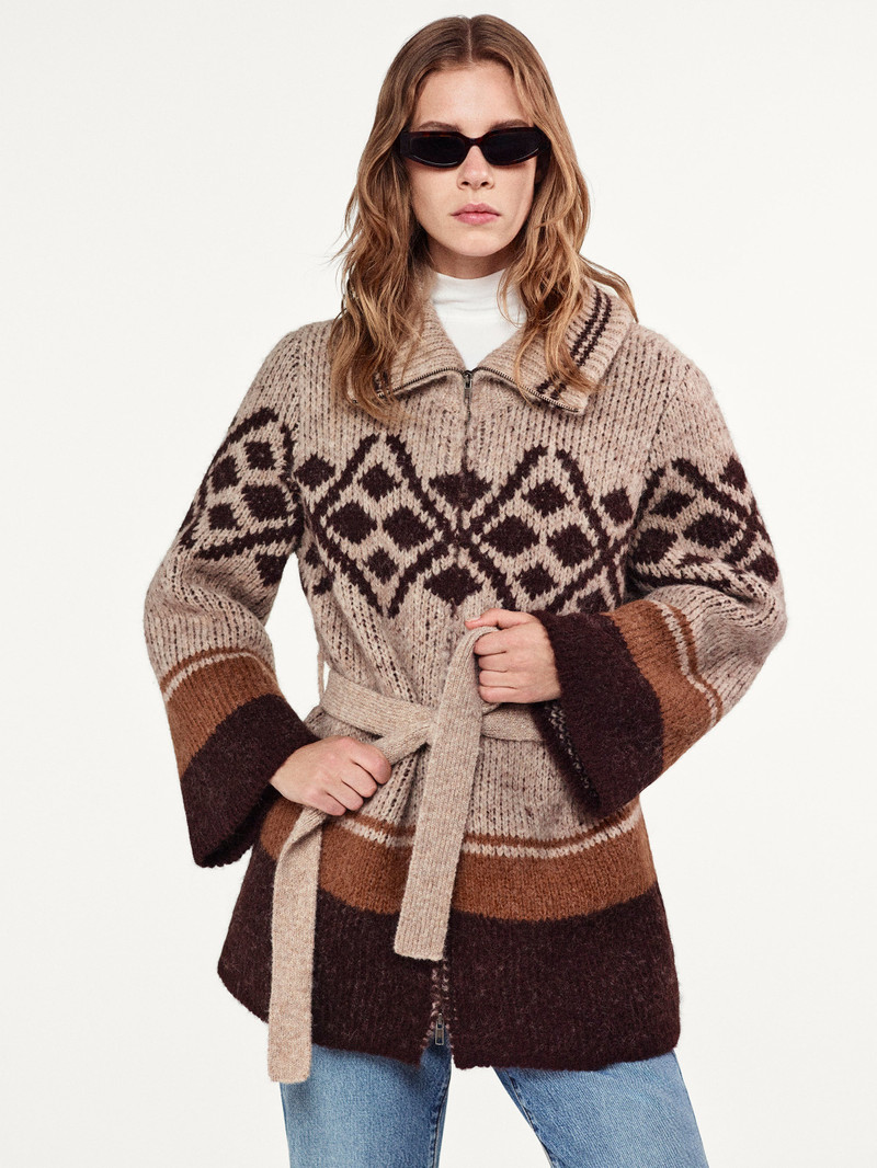 FRAME Fair Isle Coatigan in Cream Multi outlook