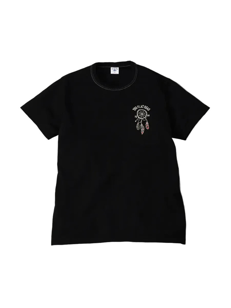 THE FLAT HEAD FN-THC-048 Three Needle Motorcycle Race Tee Black outlook