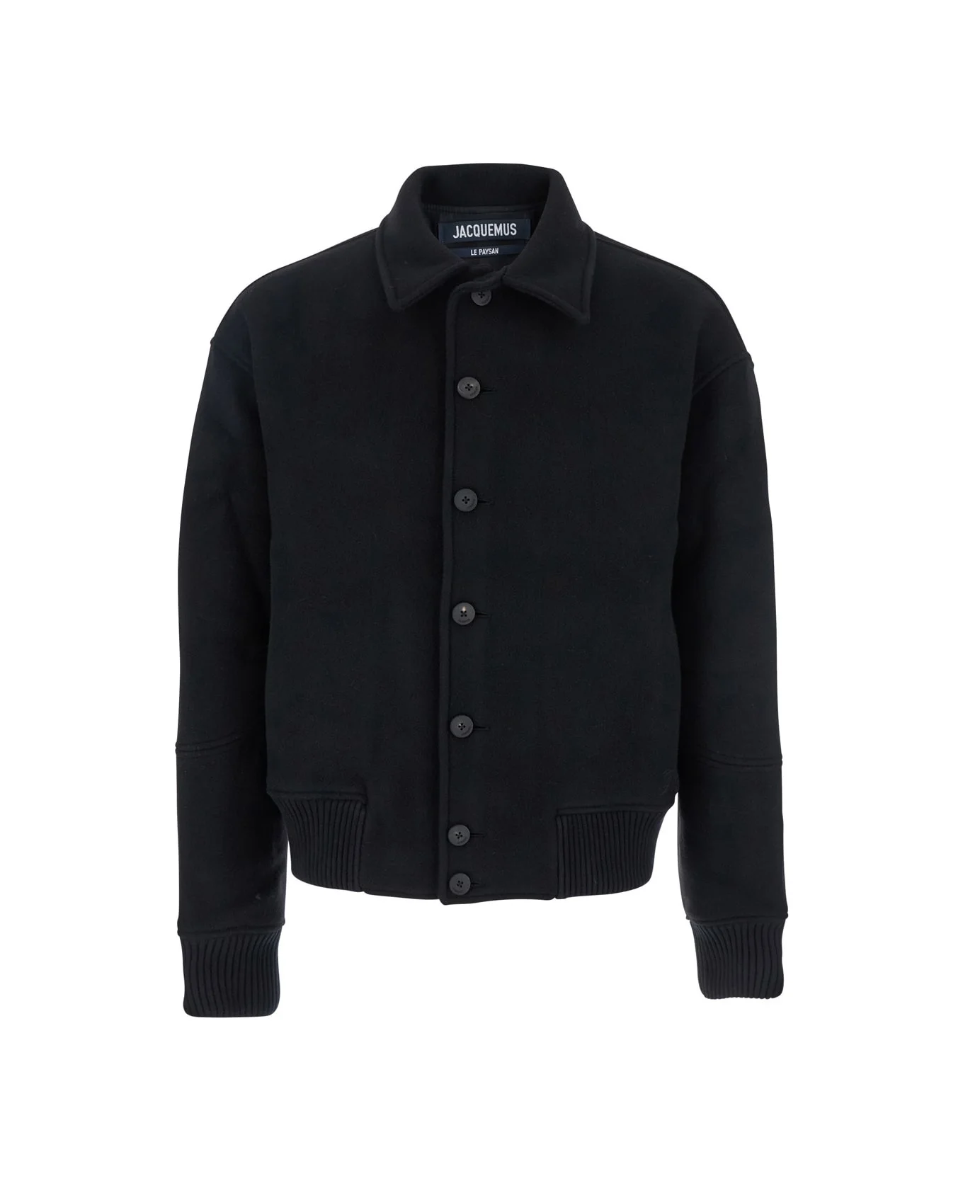 Black Jacket With Classic Collar And Dropped Shoulders In Wool Man - 1