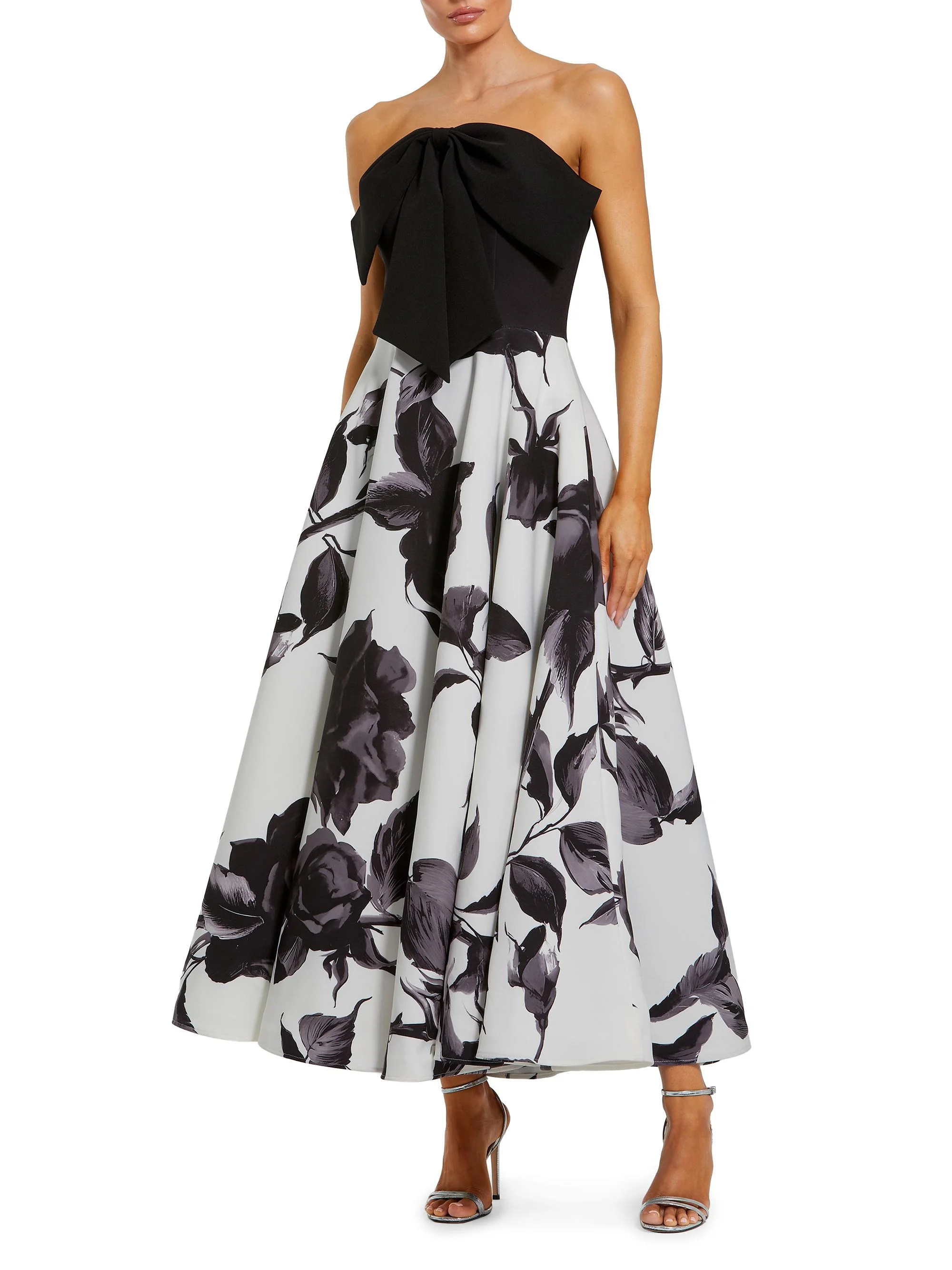 Women's Ieena Floral Crepe Strapless Cocktail Dress - Black Multi - 1