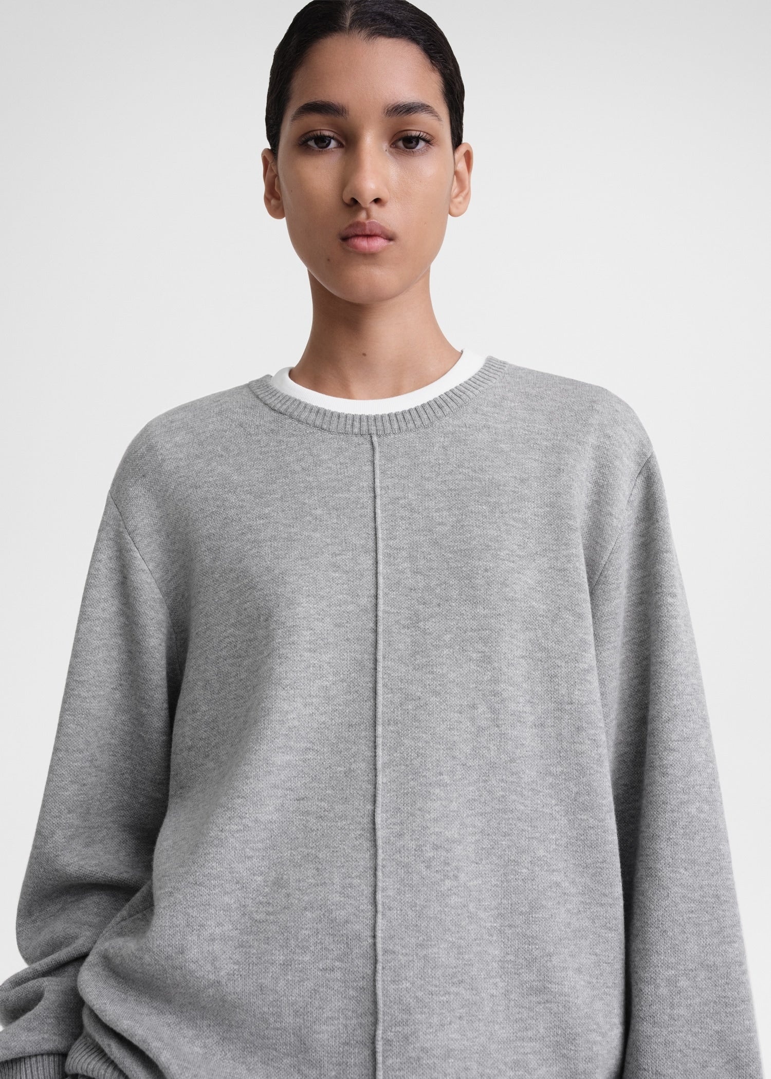 Cotton cashmere sweatshirt grey melange - 5