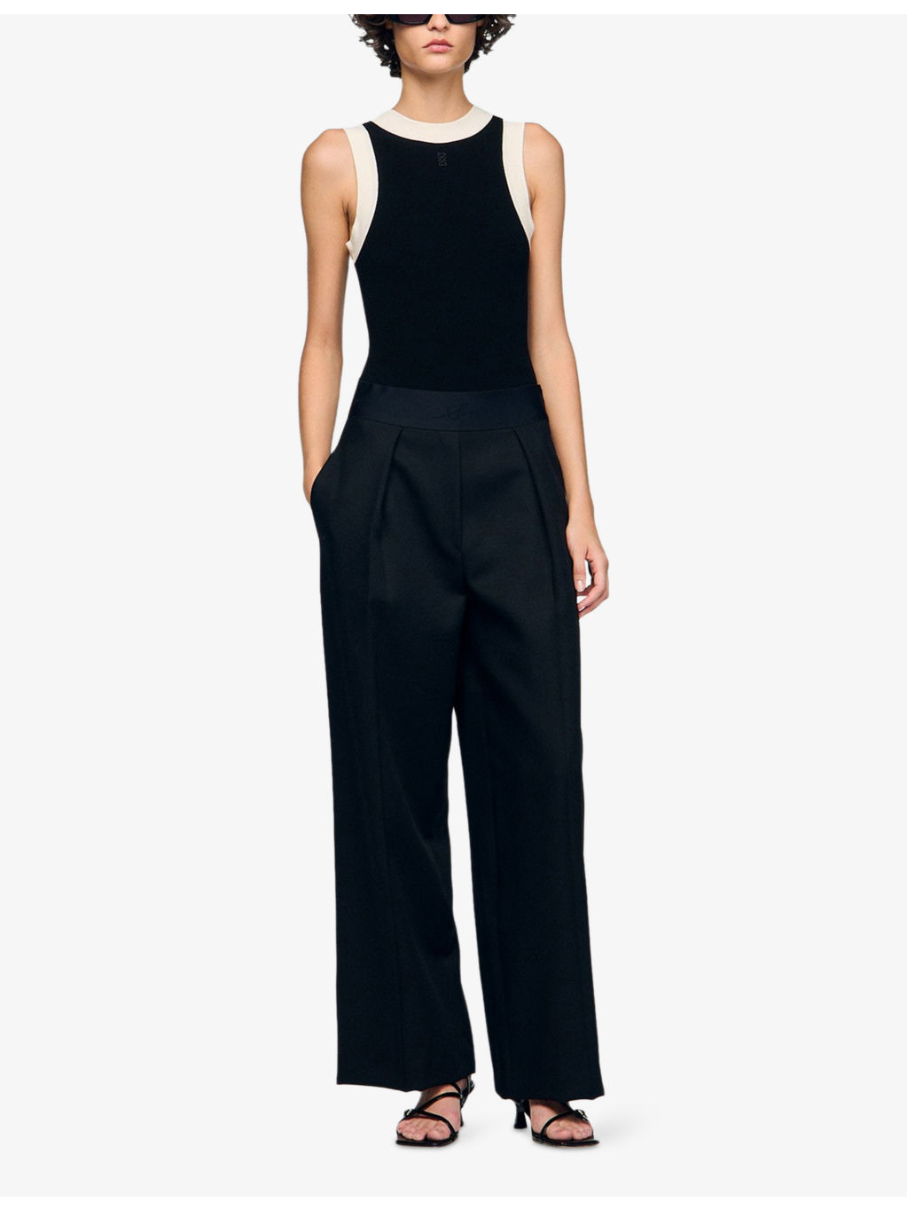 Monogram-Embroidered Contrast-Trim Woven Bodysuit - 2