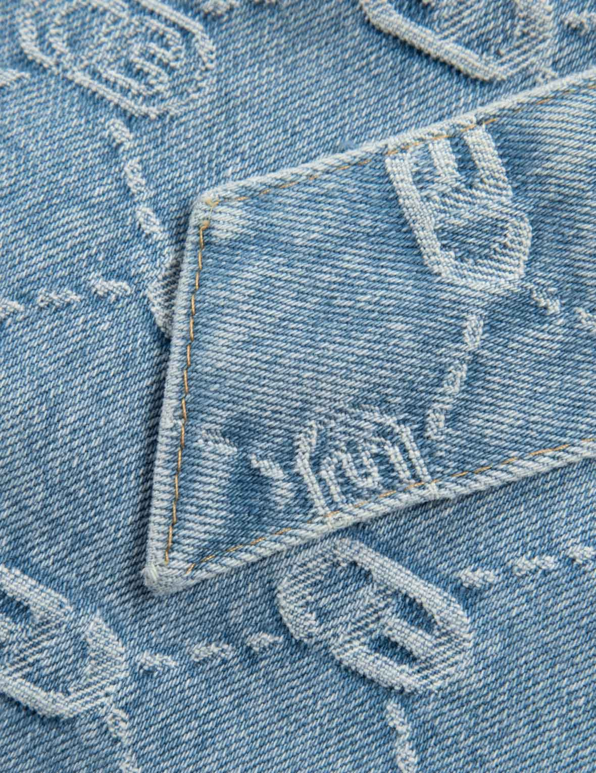 ALLOVER LOGO WITH PINK DIAMOND-IRONING SEAGULL LOOSE FIT DENIM SHORTS - 9