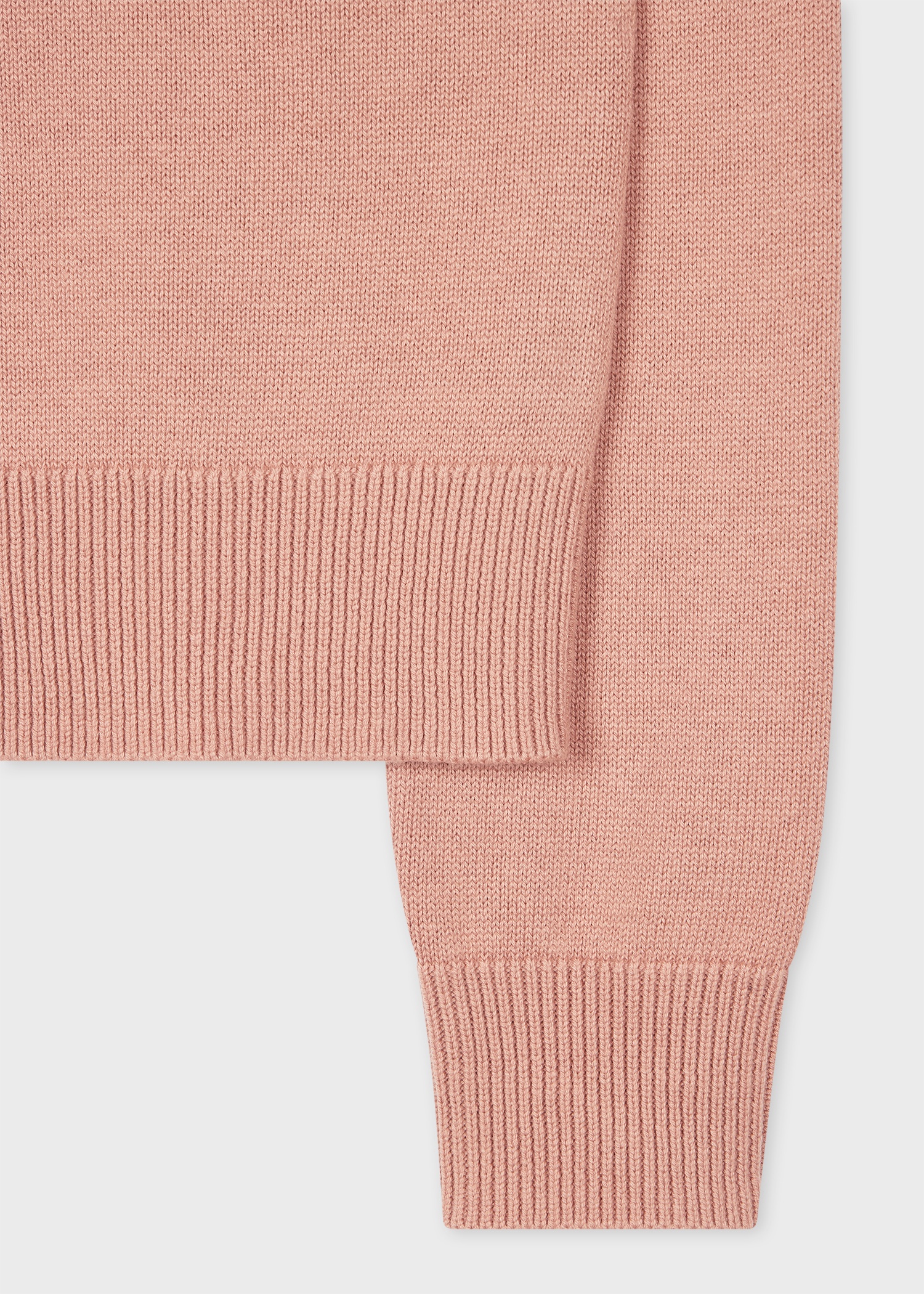 Women's Light Pink Contrast-Stitch Placket Knitted Merino-Blend Cardigan - 2