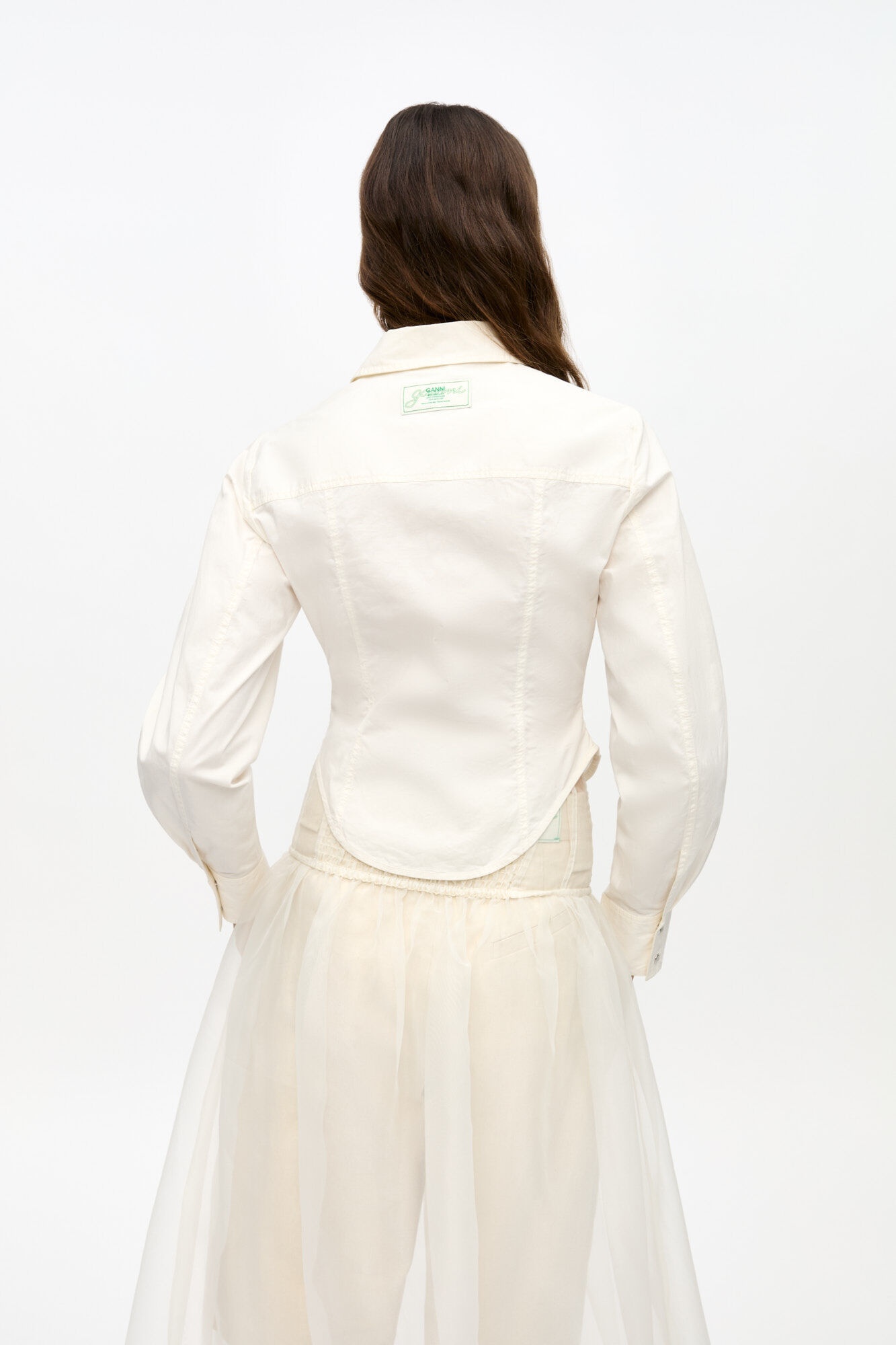 OFF-WHITE WASHED STRETCH COTTON CORSET SHIRT - 4