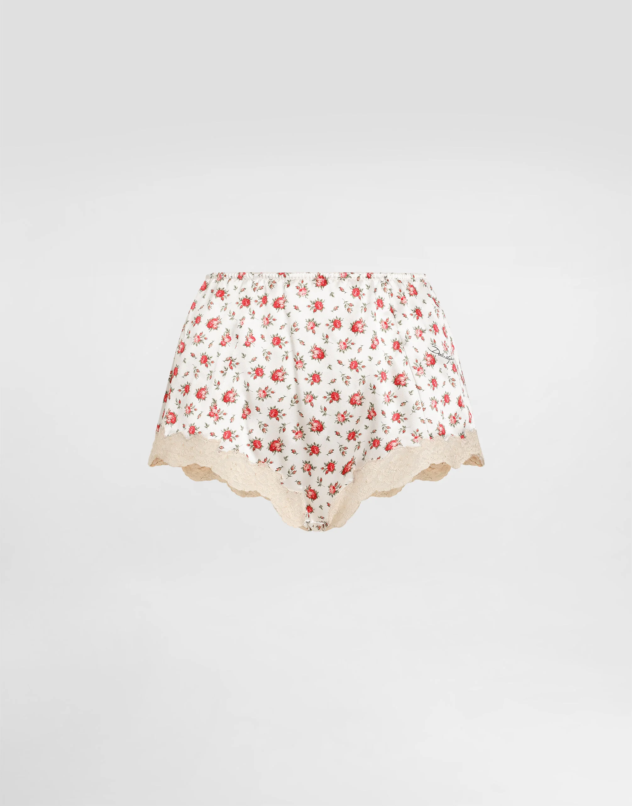 Small rose-print lace and satin briefs - 1
