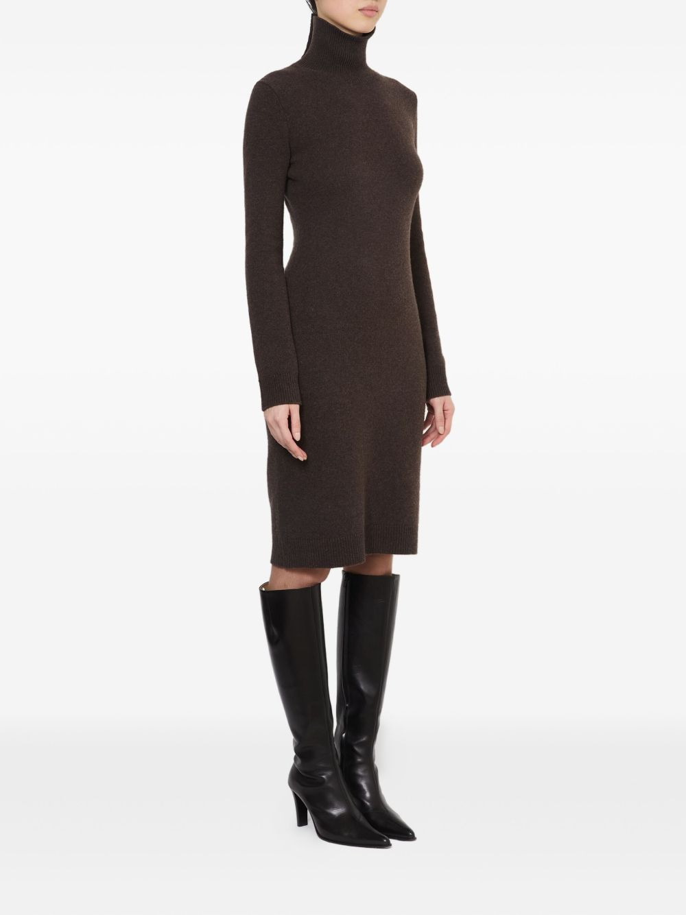 high-neck ribbed dress - 3