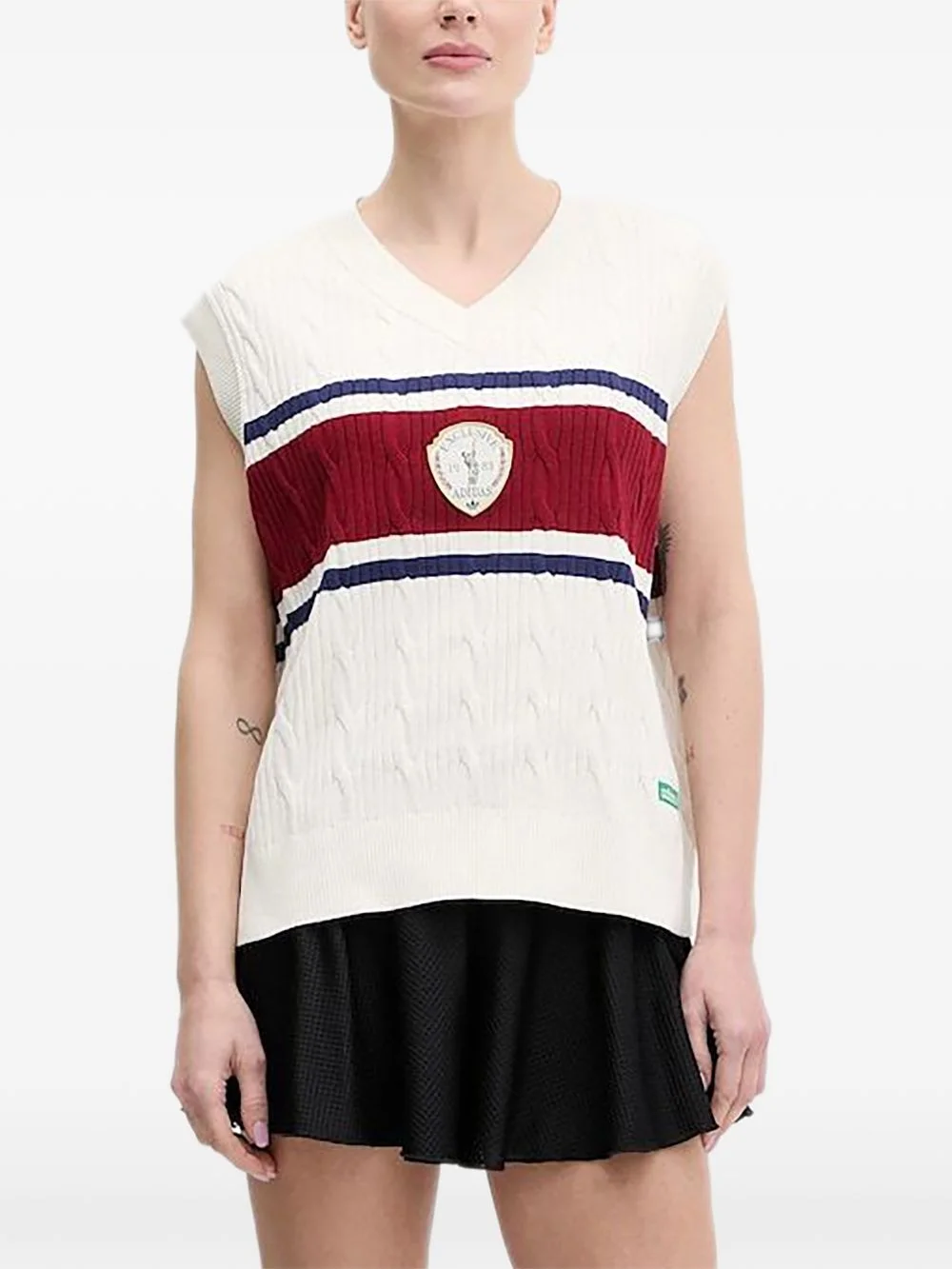 cable-knit striped knitted sweater - 1