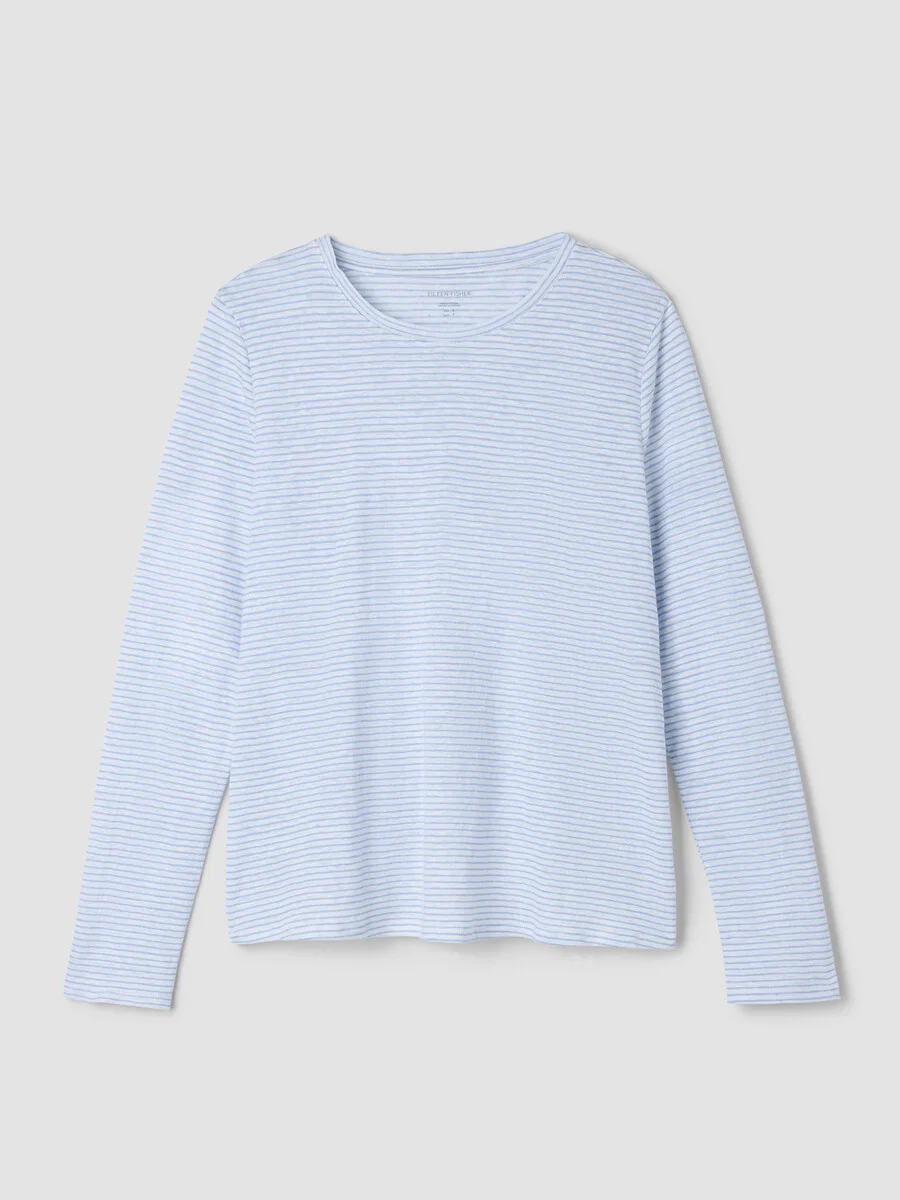 Striped Organic Linen Jersey Long-Sleeve Tee - 1