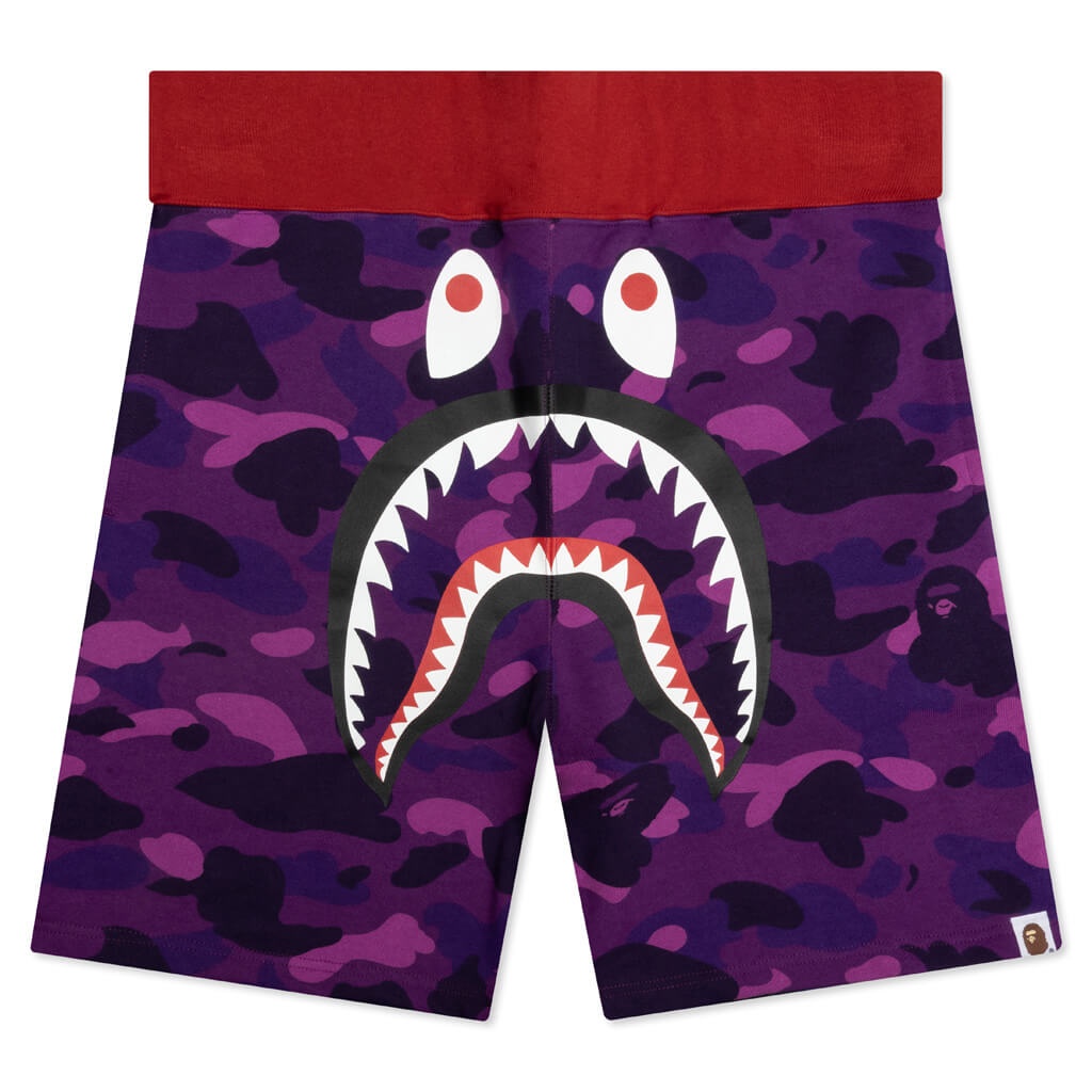 CRAZY CAMO SHARK SWEAT SHORTS - PURPLE - 1