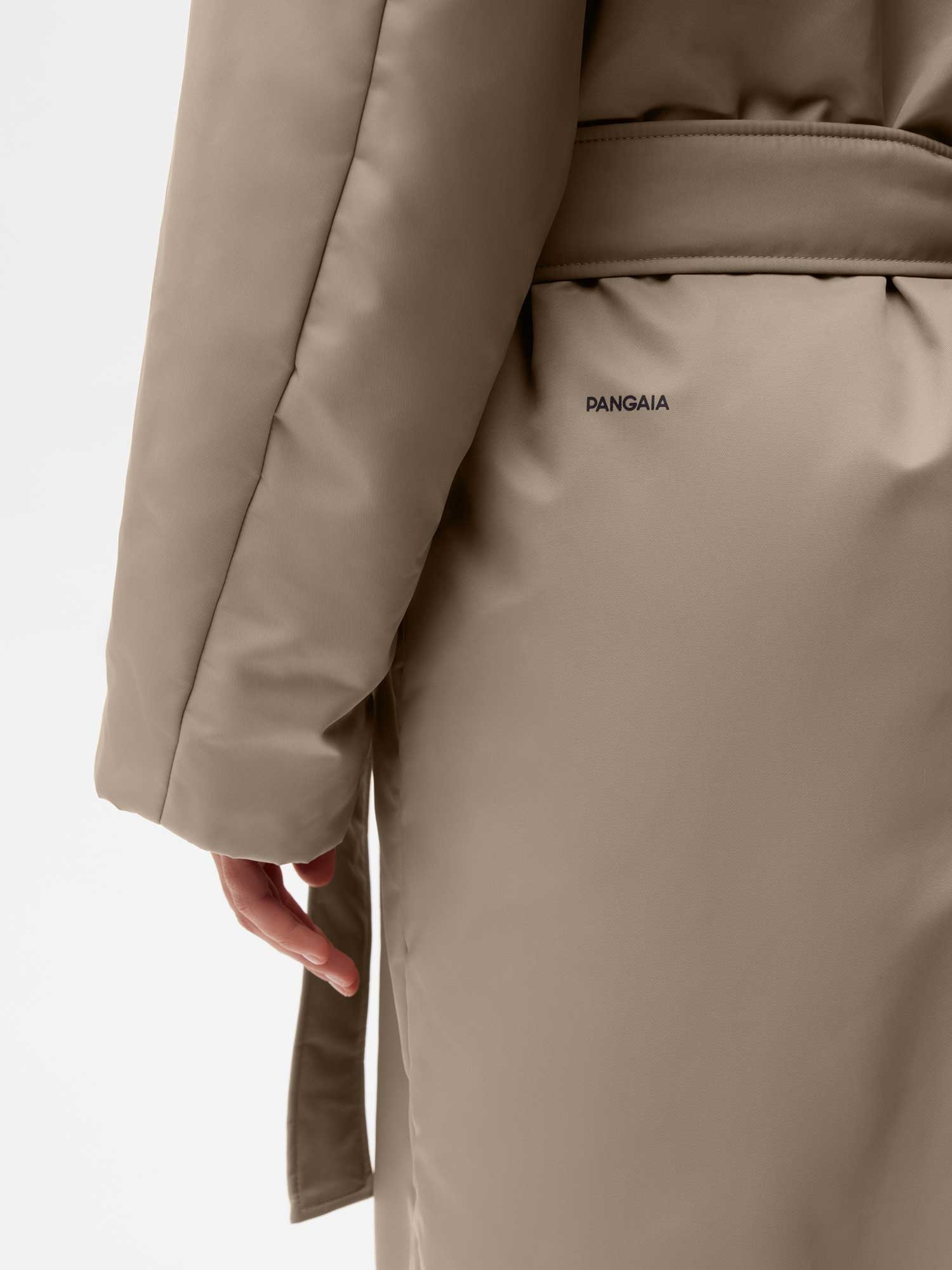 Womens Flower-Warmth Trench Coat - Taupe - 4