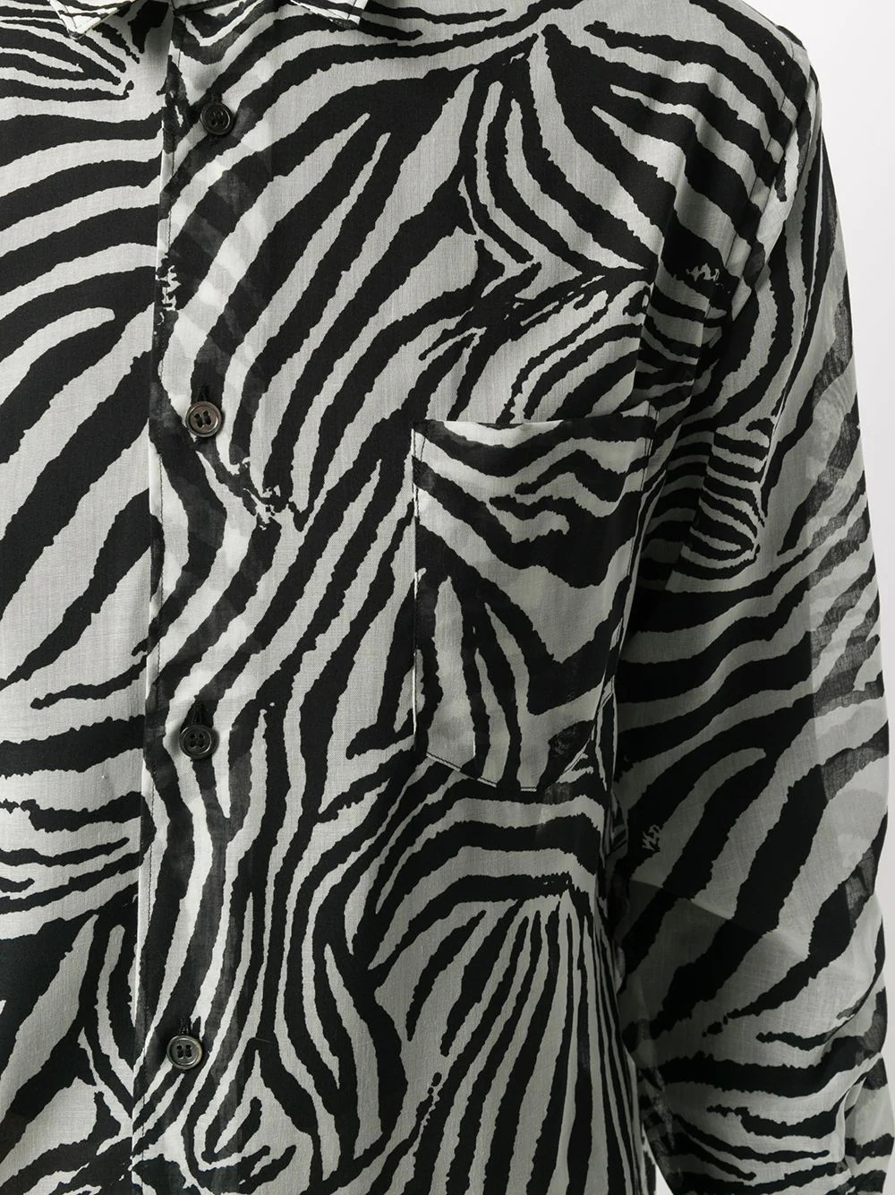 patch-pocket longline zebra shirt - 5