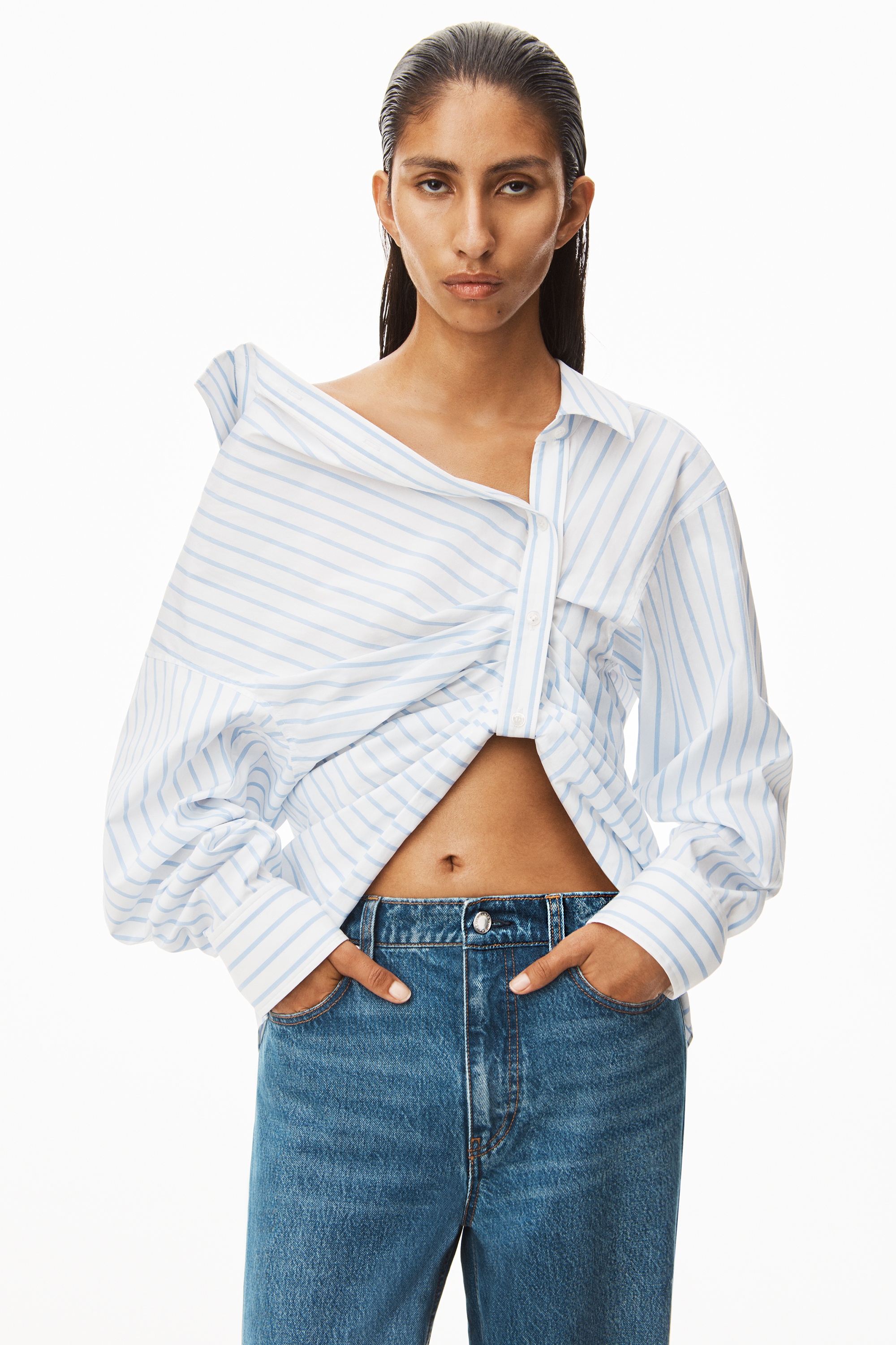 CRYSTAL CUFF STRAIGHT JEAN IN DENIM - 4