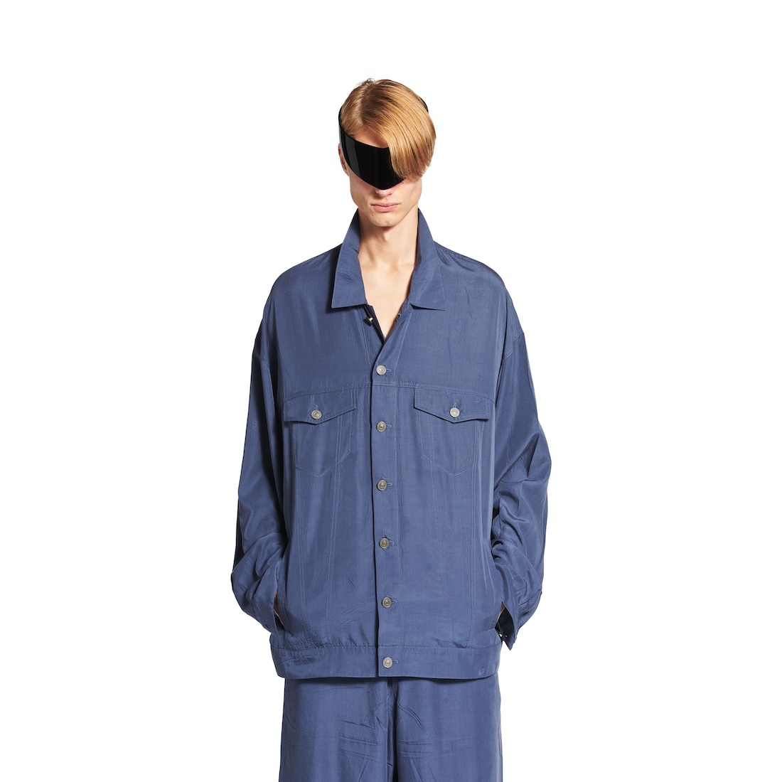 Men's Fluid Denim Jacket in Faded Blue - 5