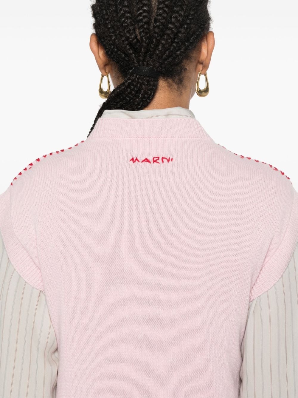 embroidered-logo knitted vest - 5