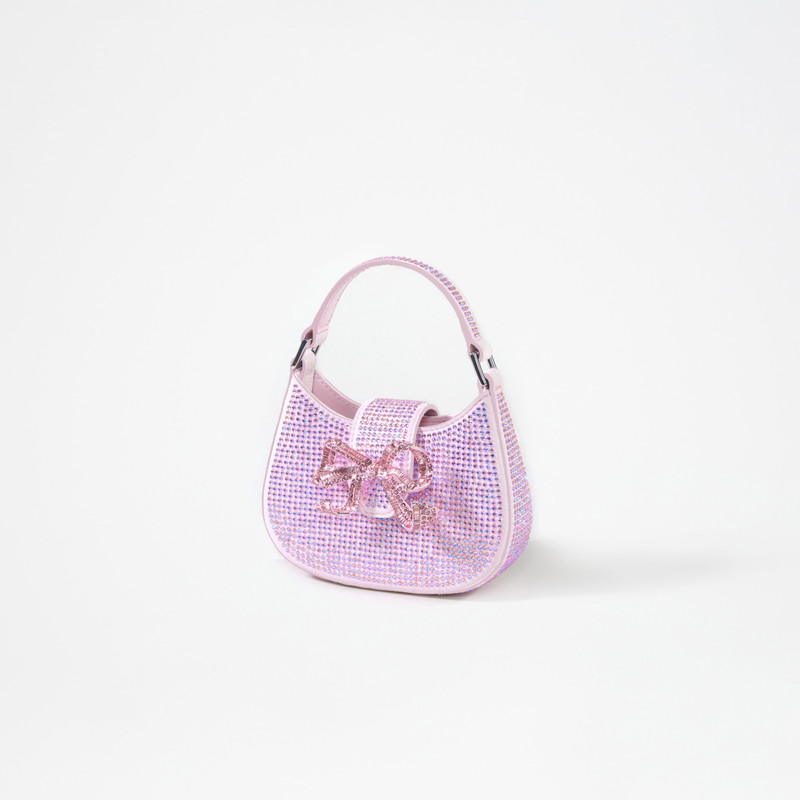 Pink Rhinestone Crescent Bow Micro Bag 3