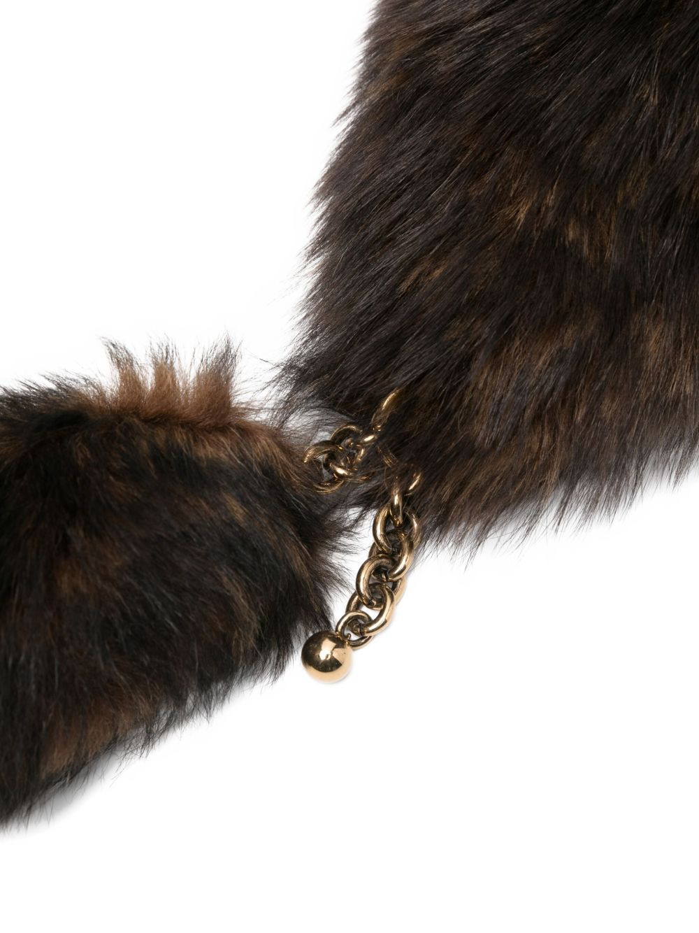 lamb-fur chain-embellished scarf - 2