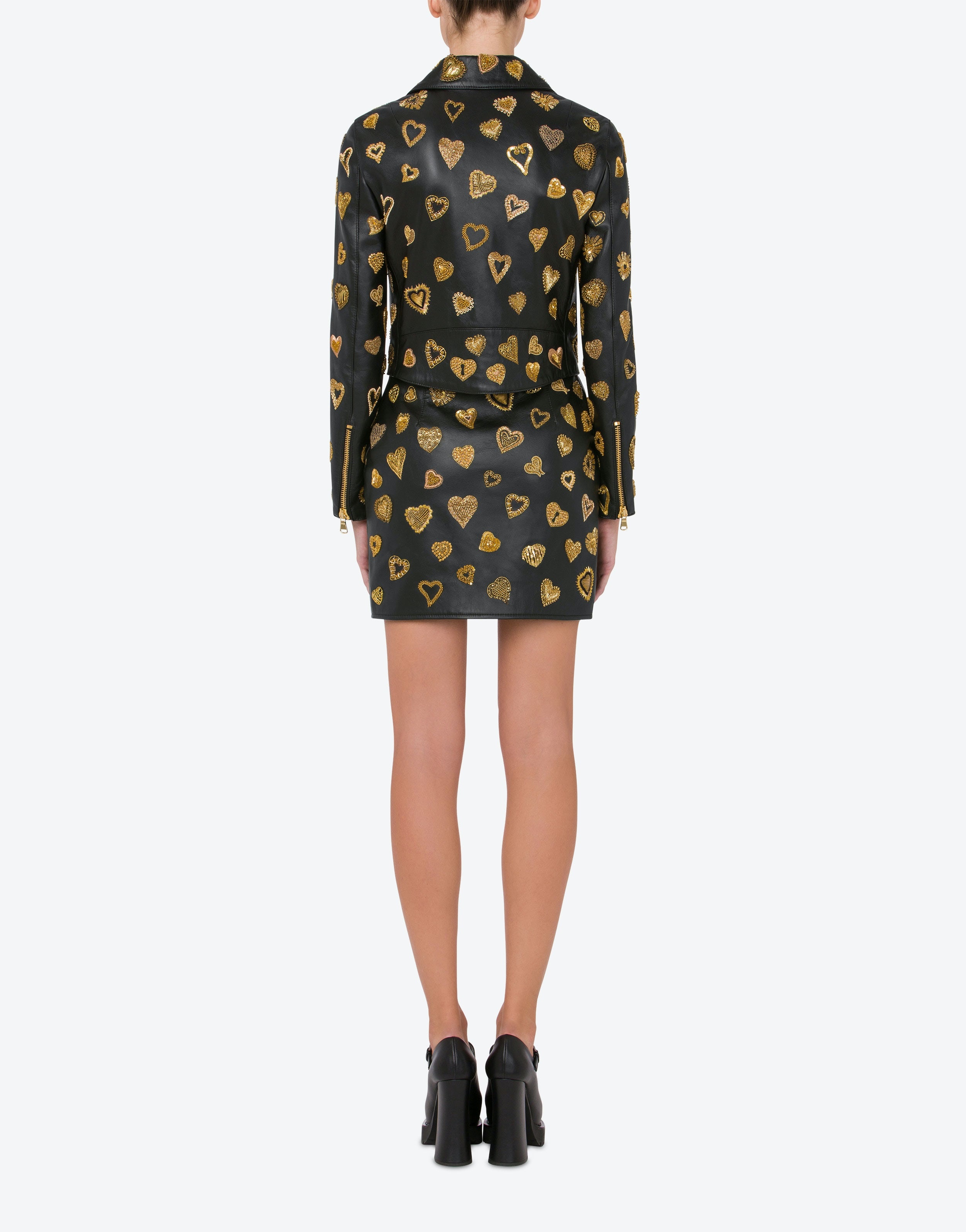 EMBELLISHED HEARTS NAPPA LEATHER BIKER - 3