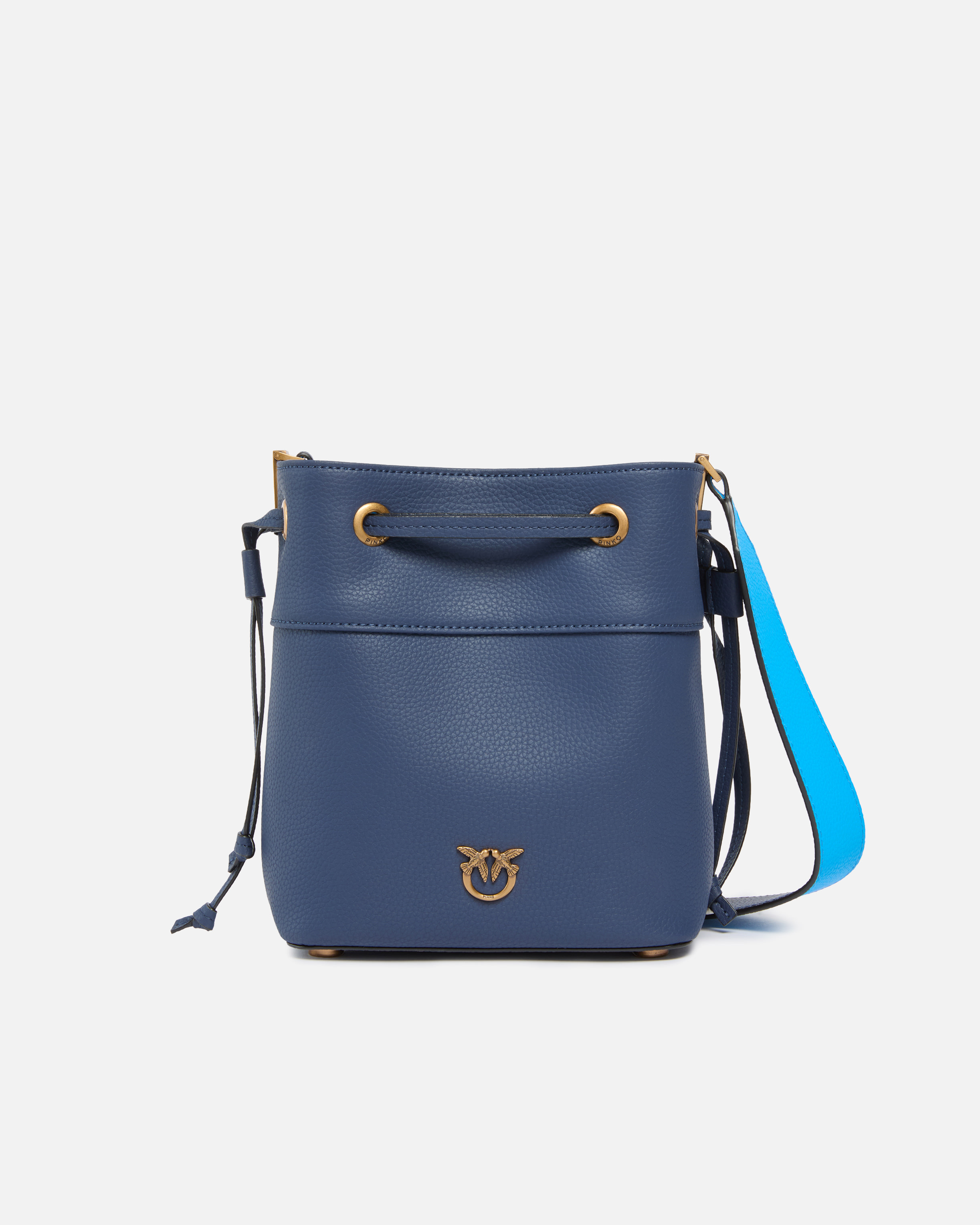 SMALL FULL-GRAIN LEATHER BUCKET BAG WITH LOVE BIRDS LOGO - 1