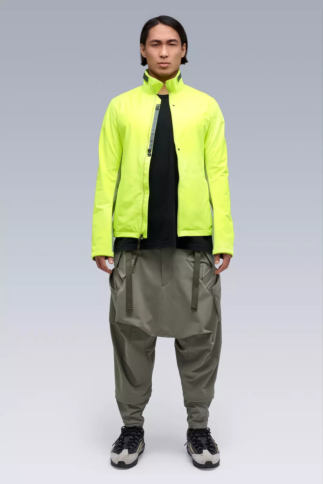 美品 ACRONYM J69-HY Hi-Vis Yellow/Gray S ACRONYM J69-HY Hybrid Construction 2.5L / 2L Stretch Gore