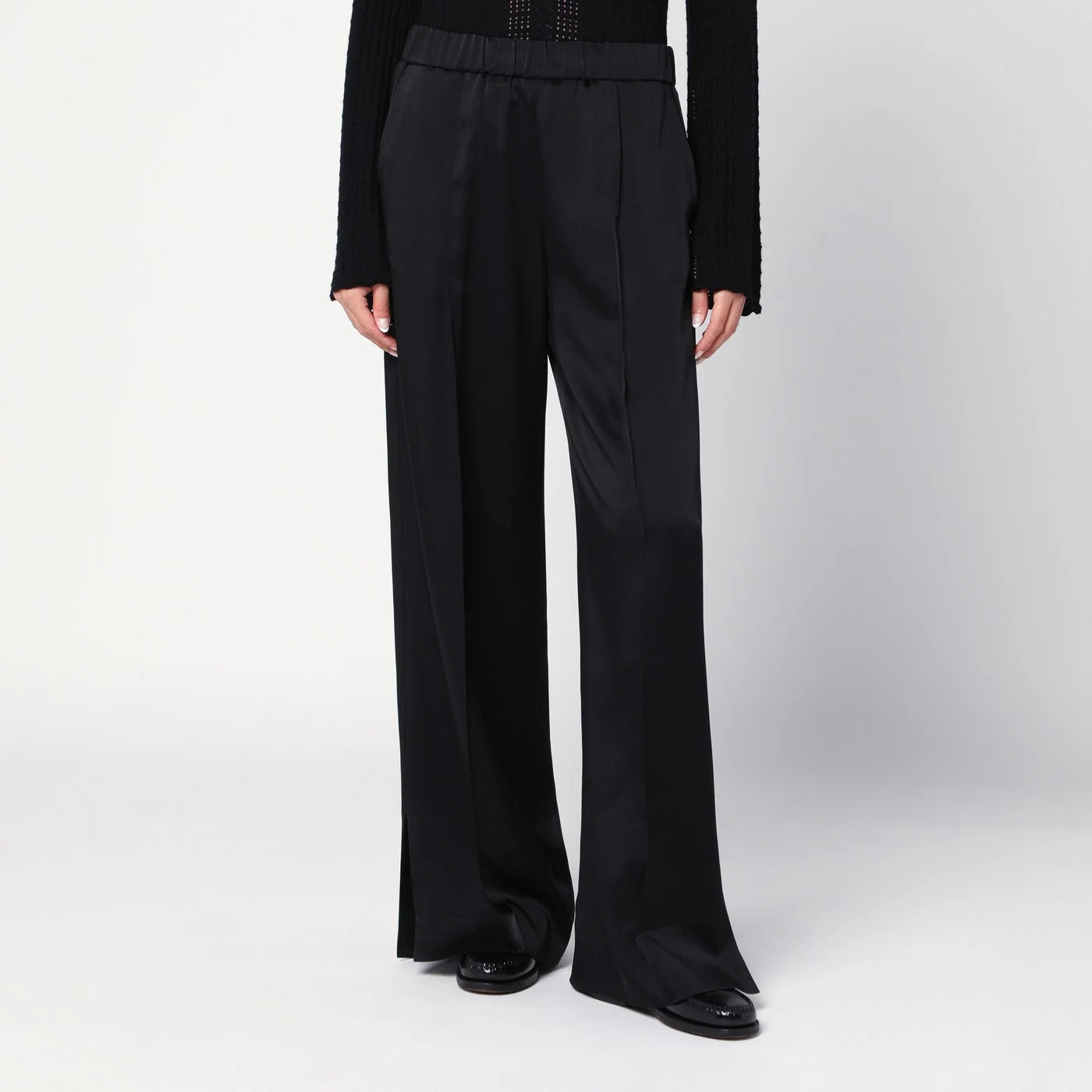 Black satin palazzo pants - 1