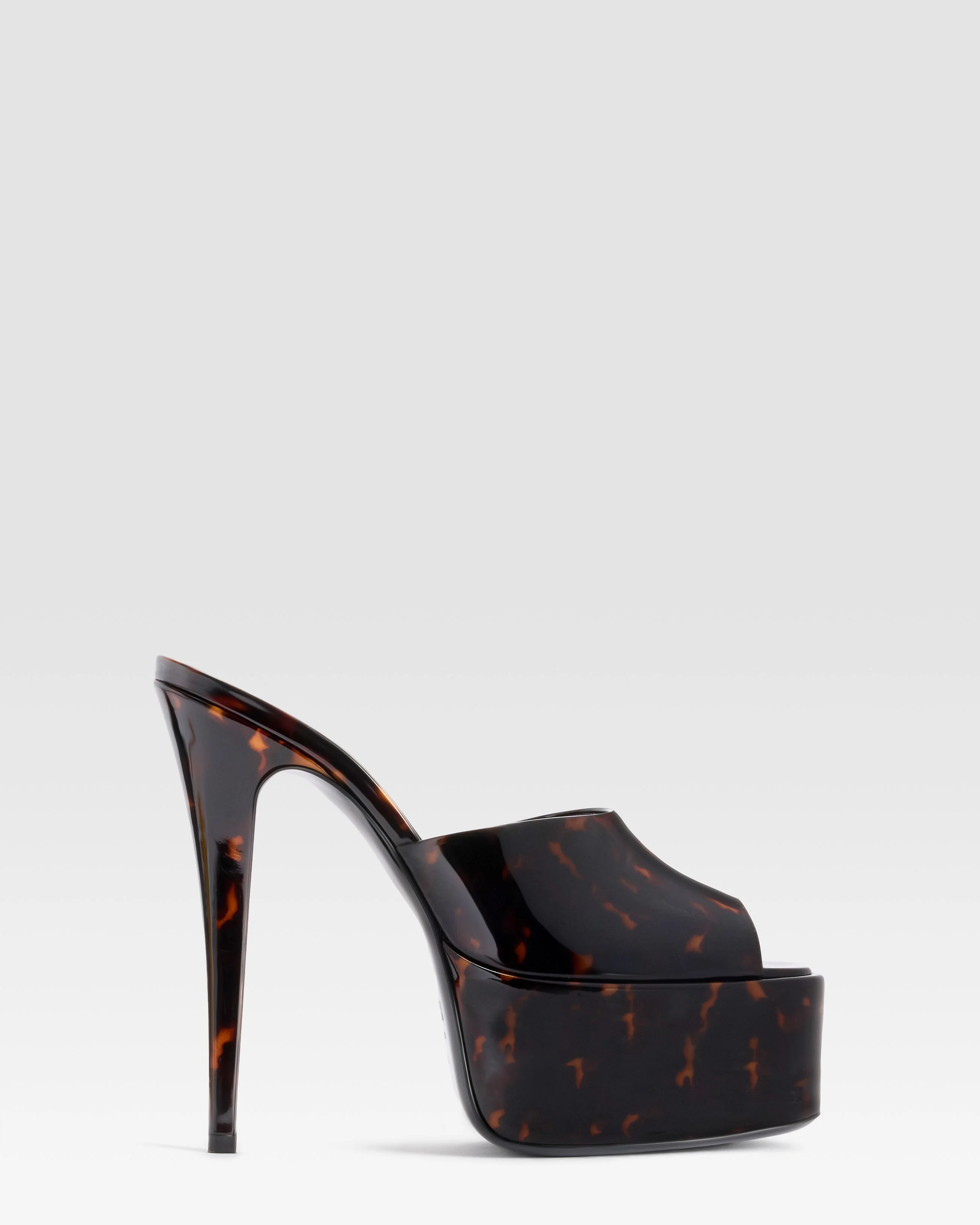 TORTOISE PATENT LEATHER PLATFORM MULE - 1