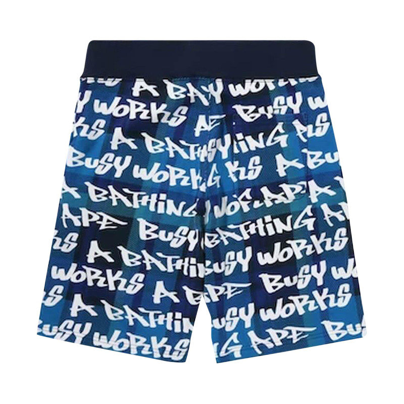 A BATHING APE® BAPE Graffiti Check Shorts 'Blue' outlook