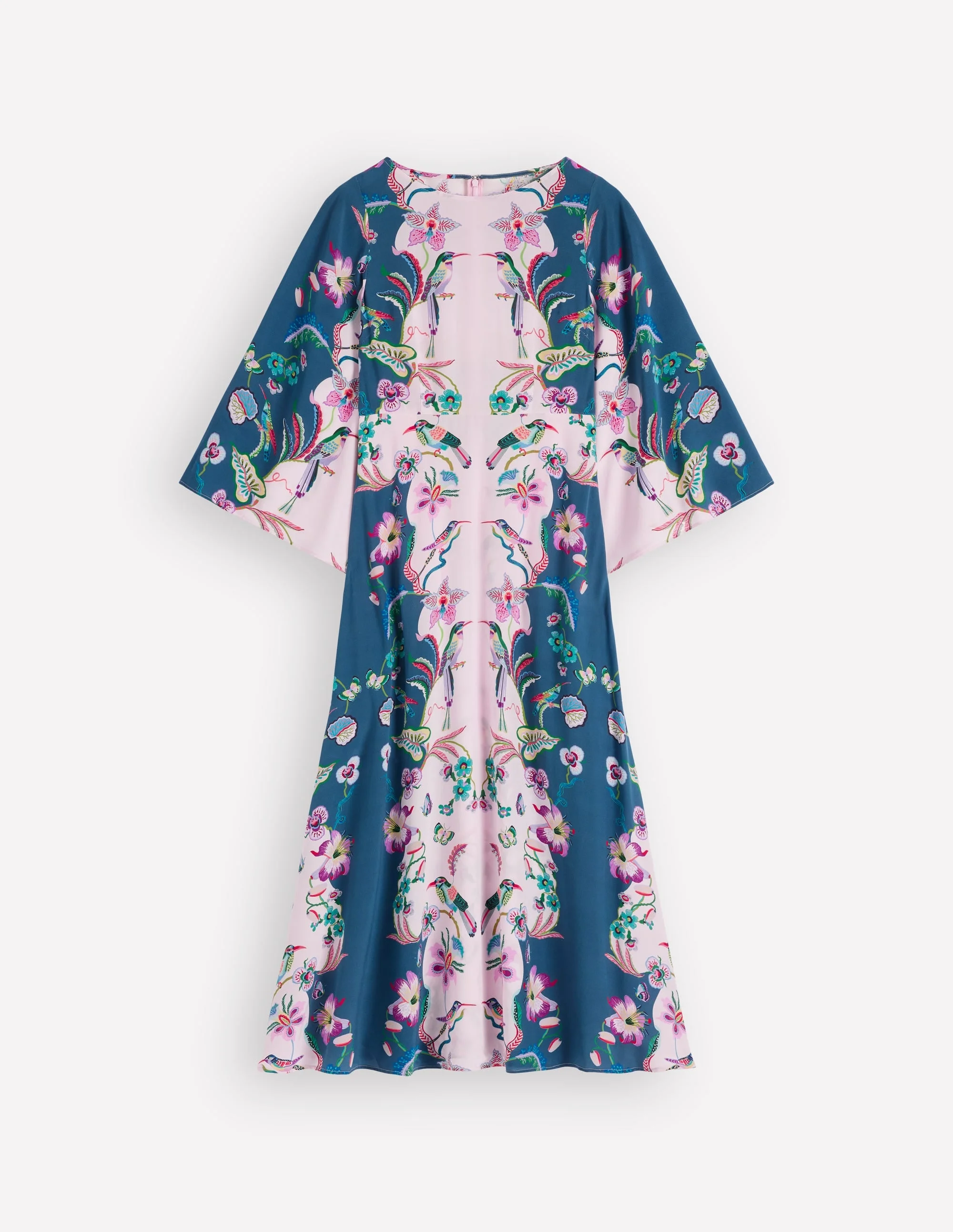 Angel Sleeve Boat Neck Dress-Tourmaline Blue, Orchid Canopy - 1