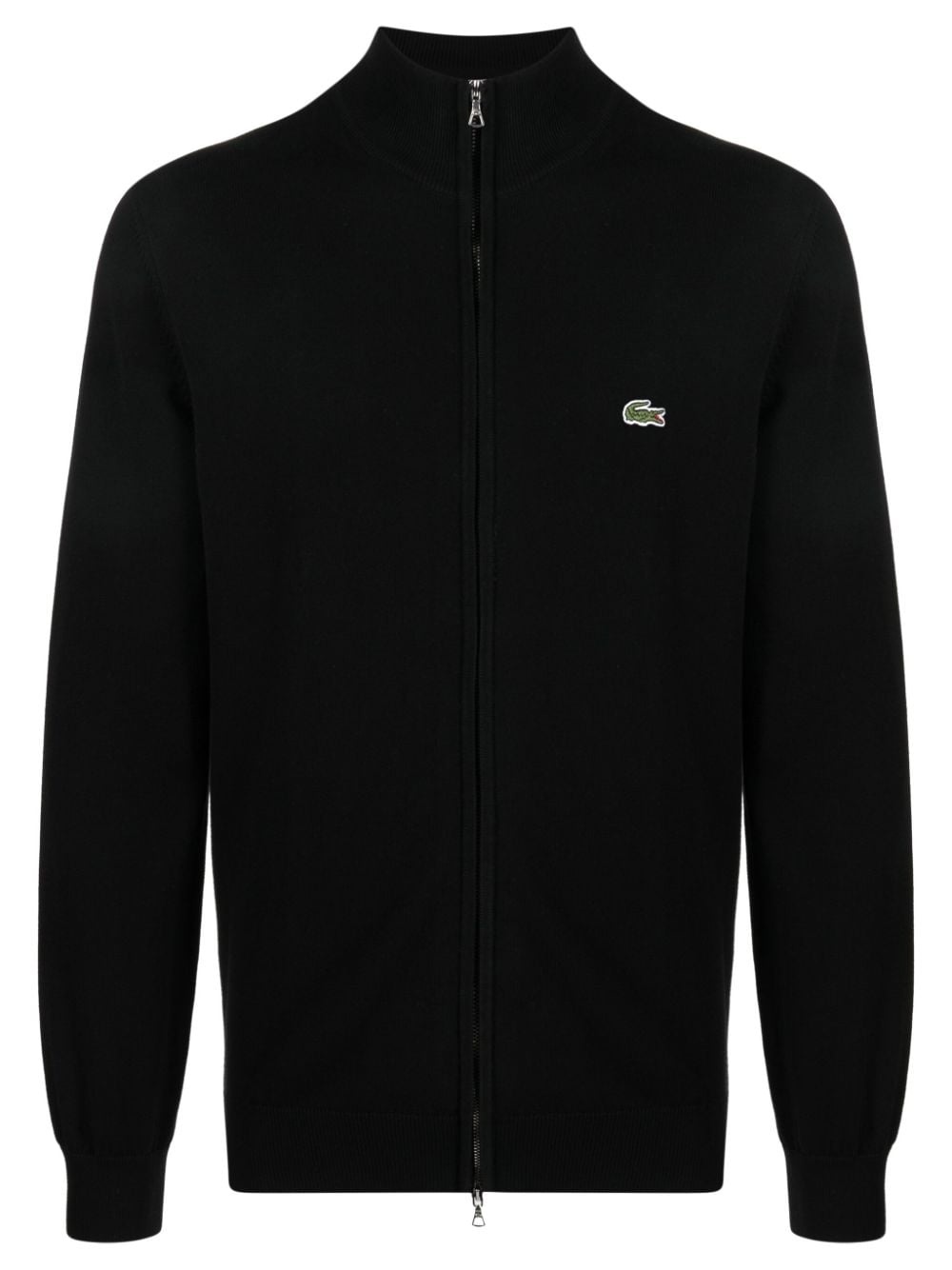logo-patch zip-up cardigan - 1