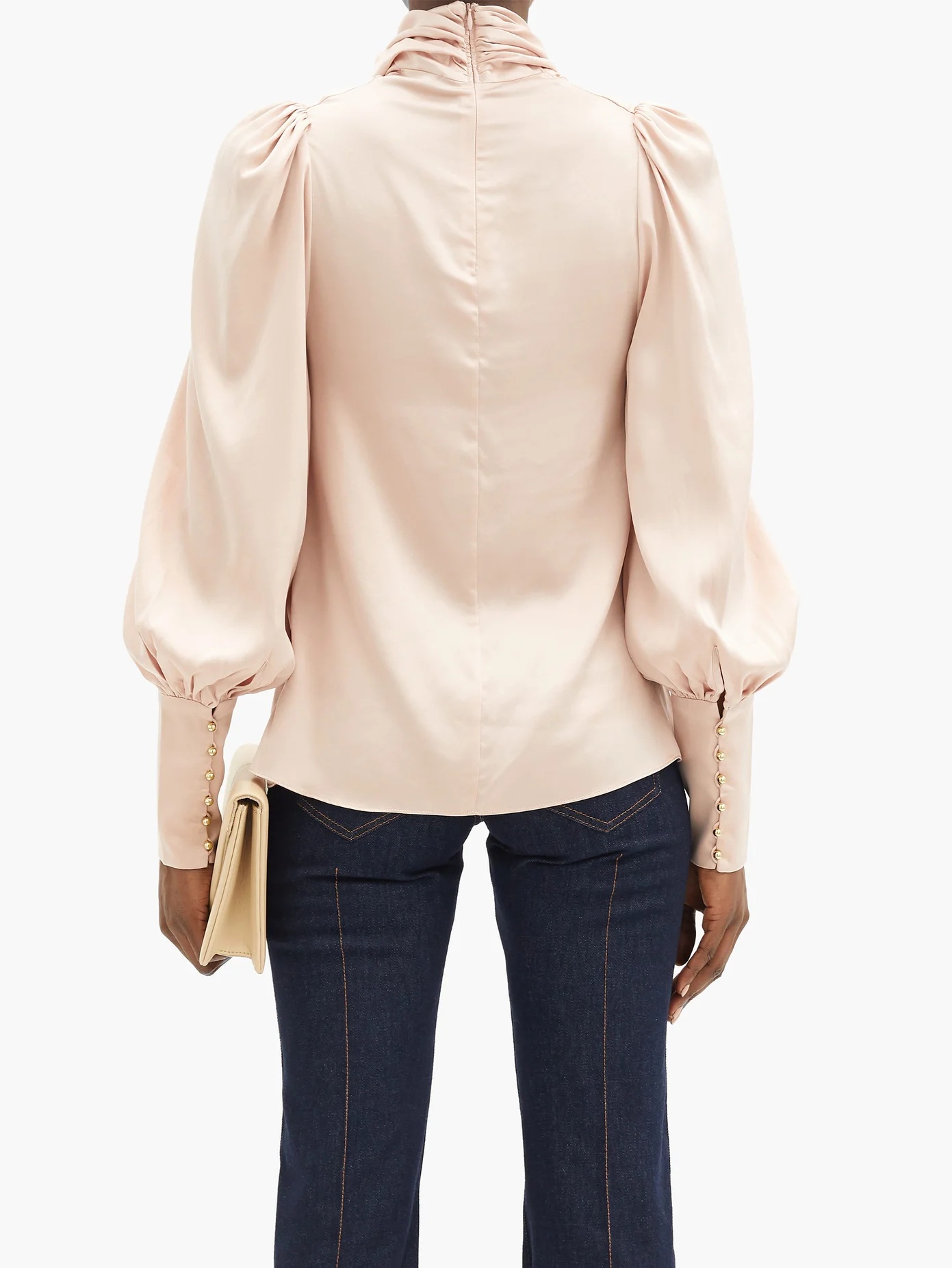 Gathered silk-blend satin blouse - 5