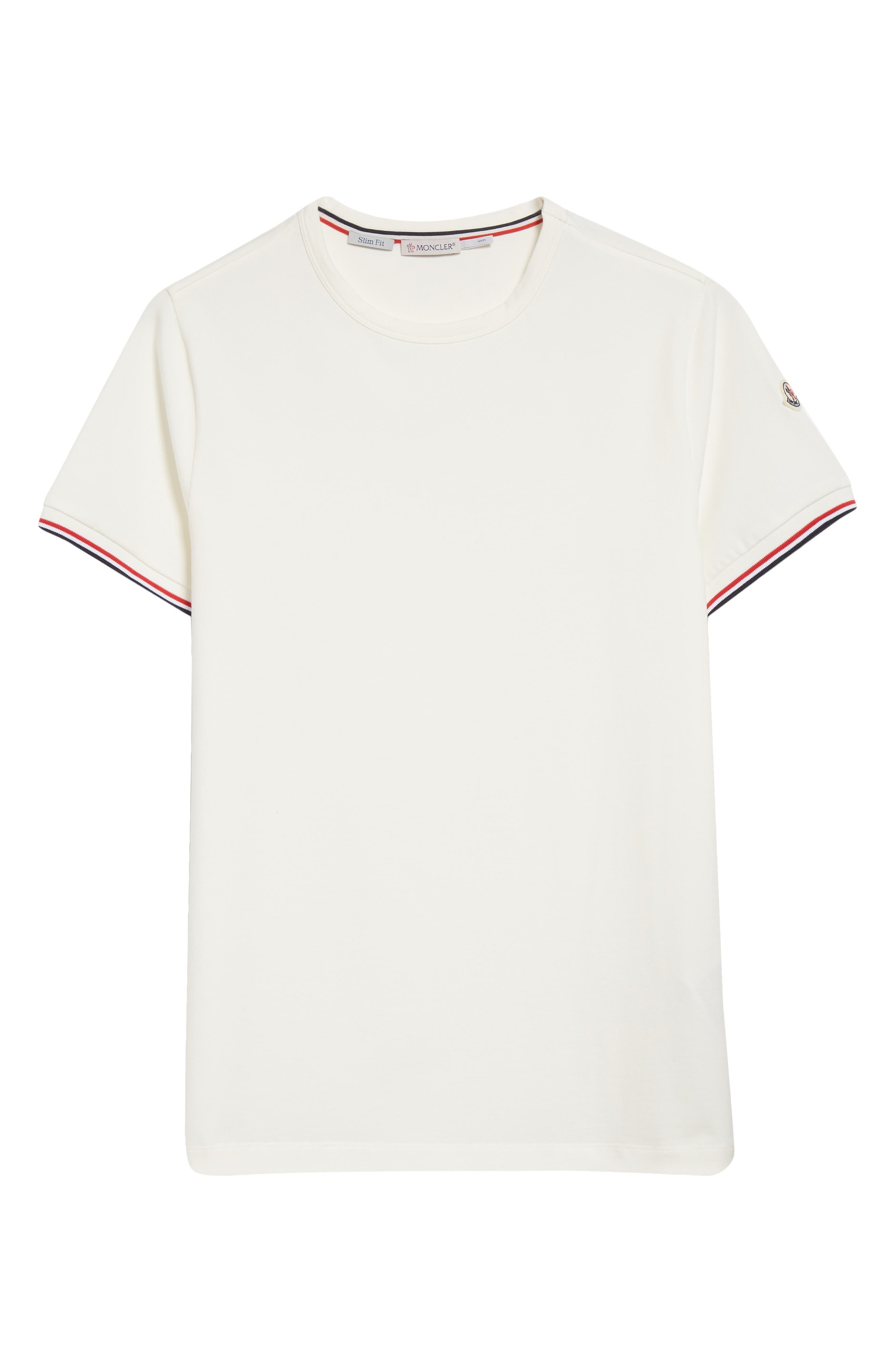 Moncler Tipped Cotton Stretch Jersey T-Shirt in Ivory/Ivory at Nordstrom - 5