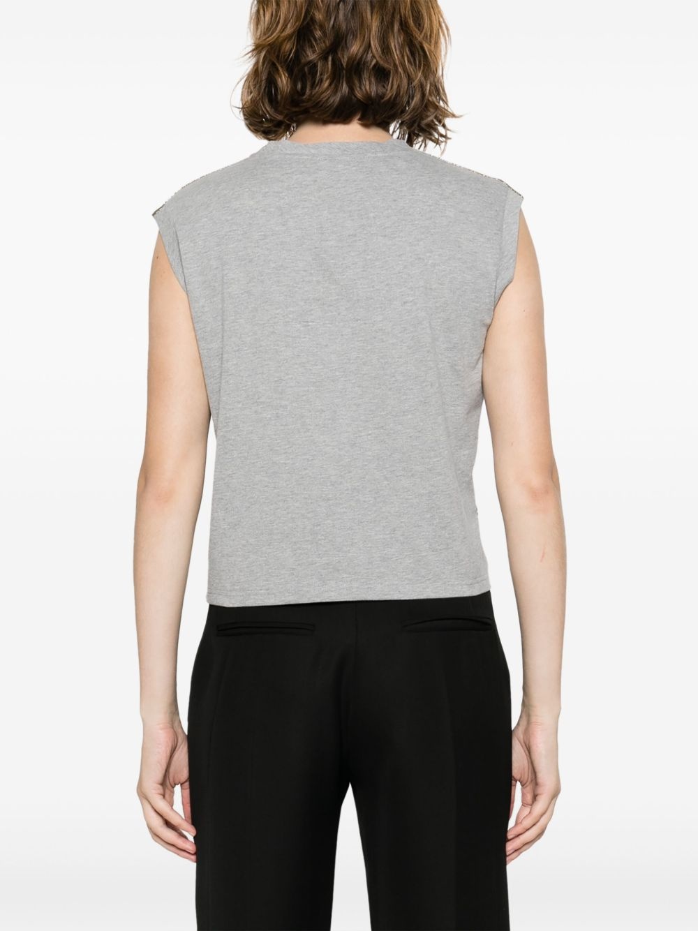 logo-embroidered duchess-satin top - 4