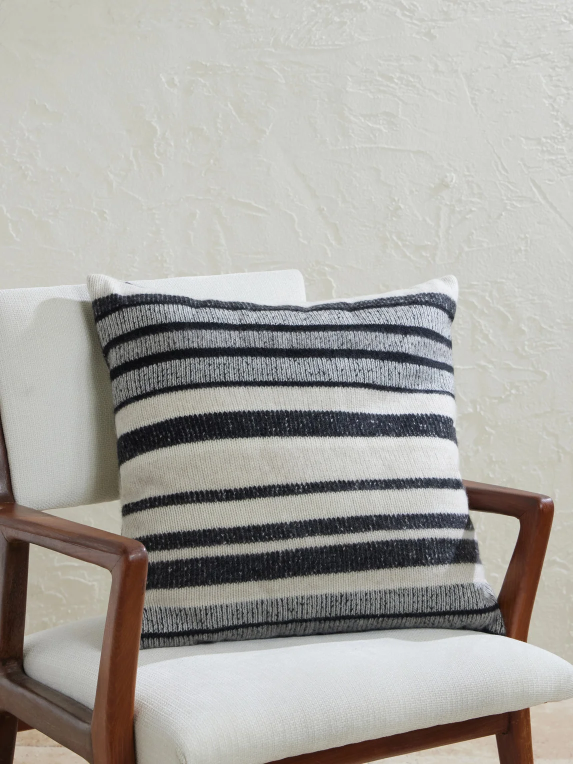 Striped Knitted Cashmere Cushion - 1