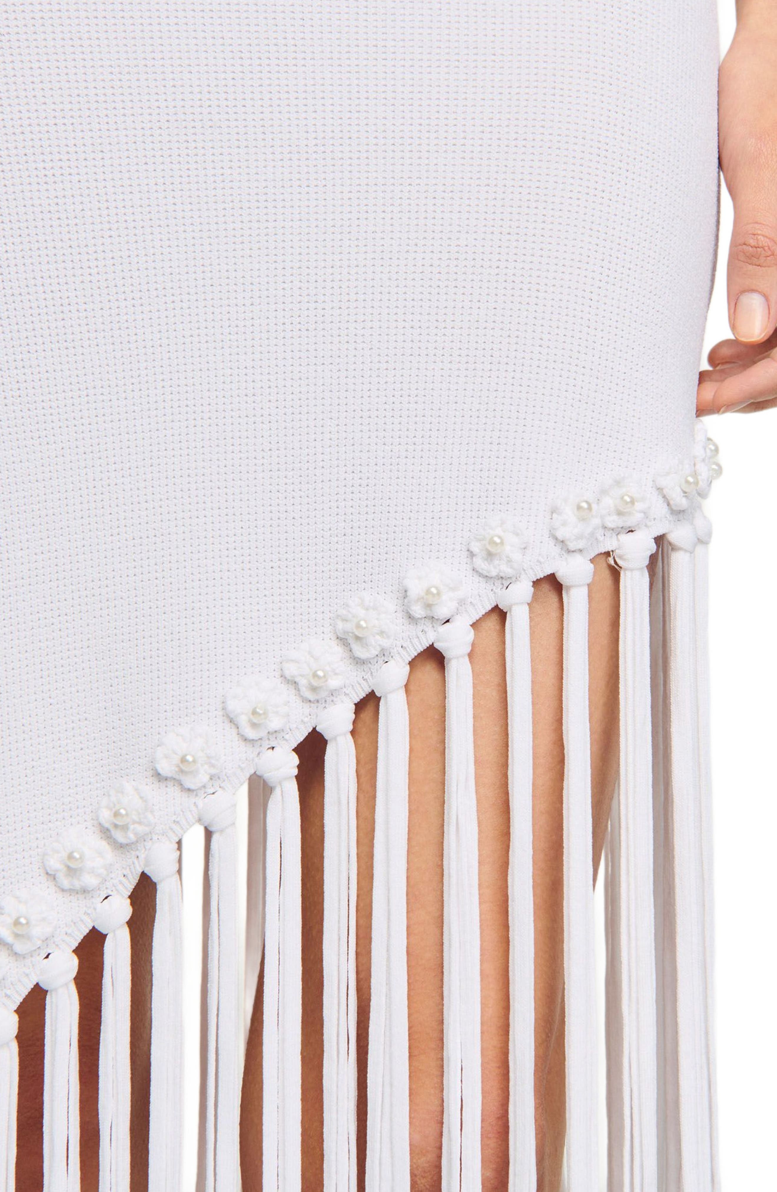 SANDRO Fringed crochet maxi dress in White at Nordstrom - 4